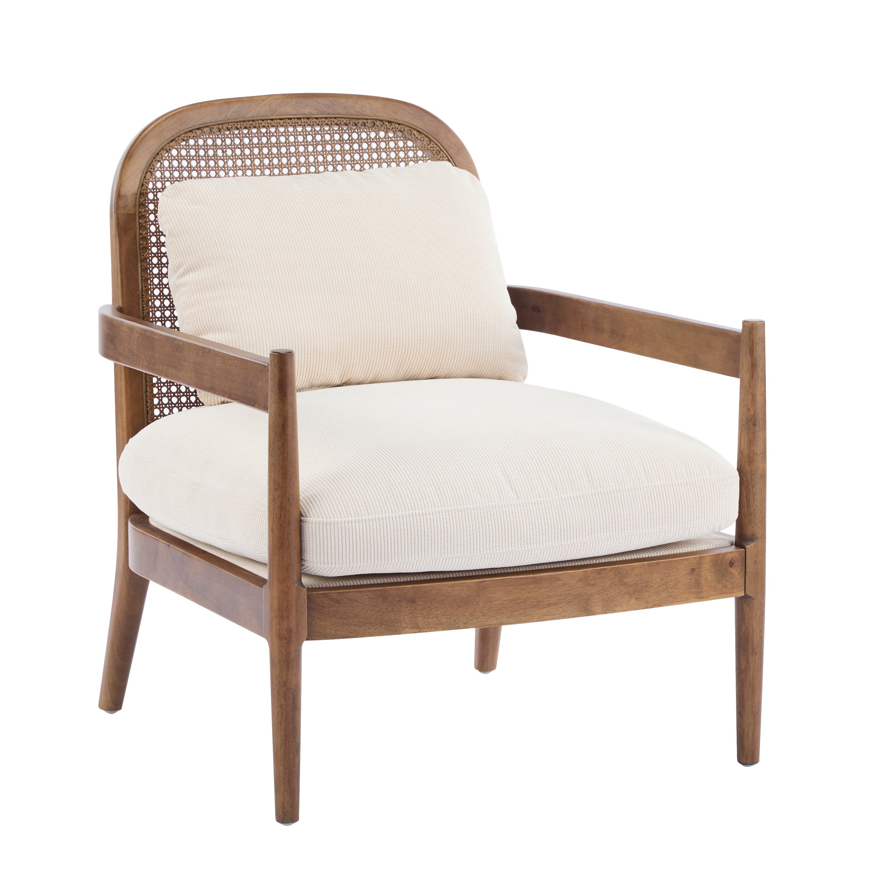 Elliston Rattan Backrest Solid Wood Accent Chair with Cushions, Set of 2