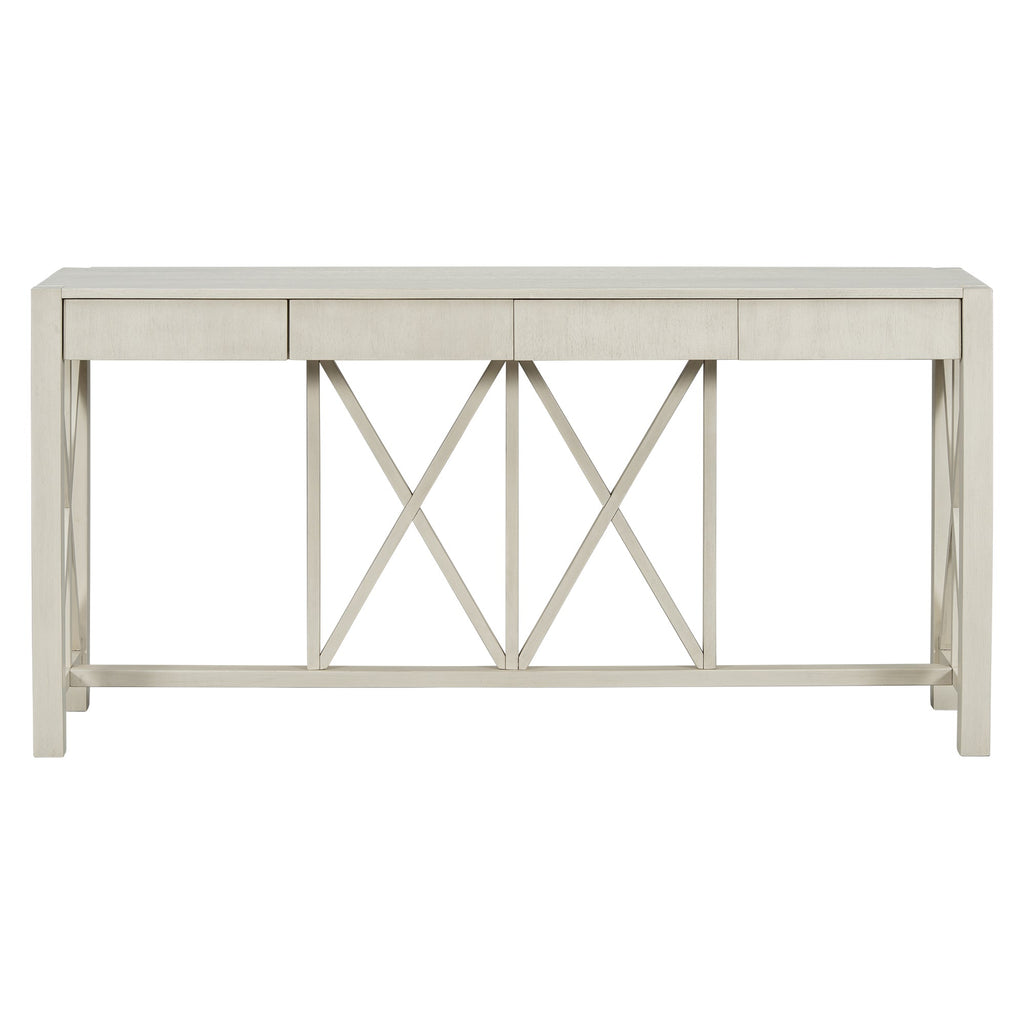 Modern Crisscross Design Entryway Table with Open Bottom Storage