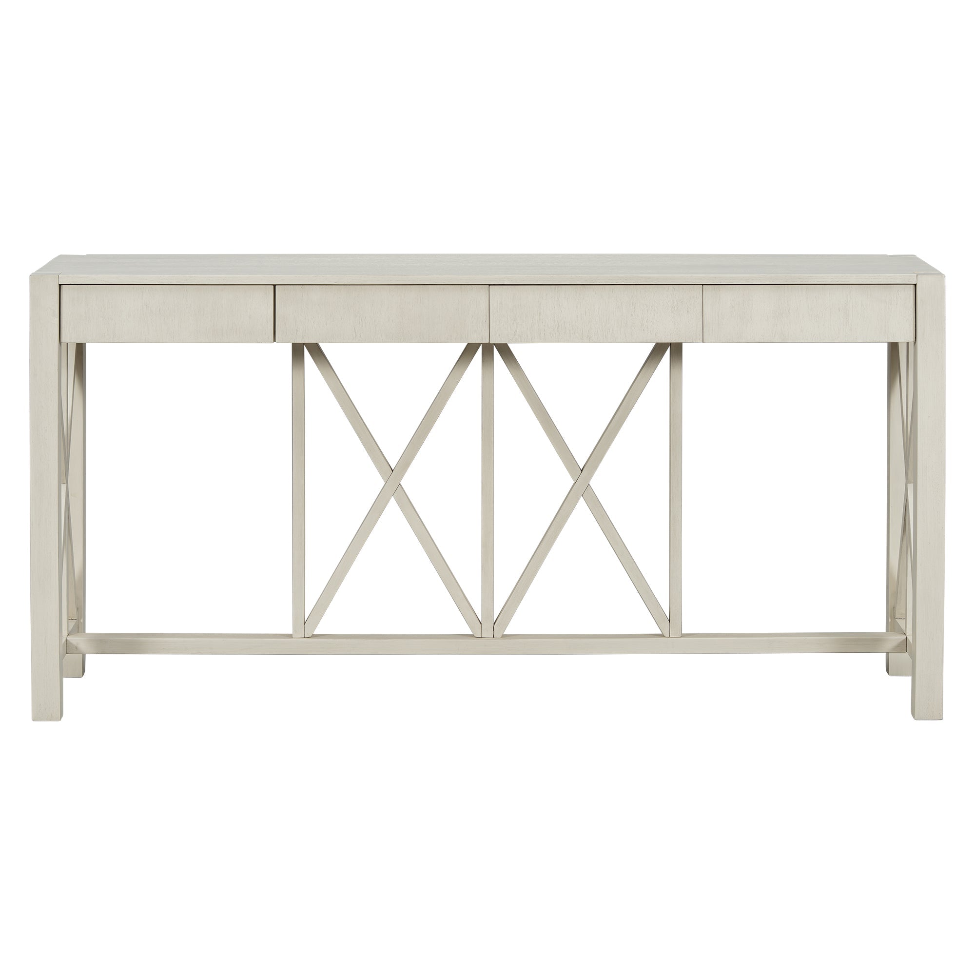 Modern Crisscross Design Entryway Table with Open Bottom Storage