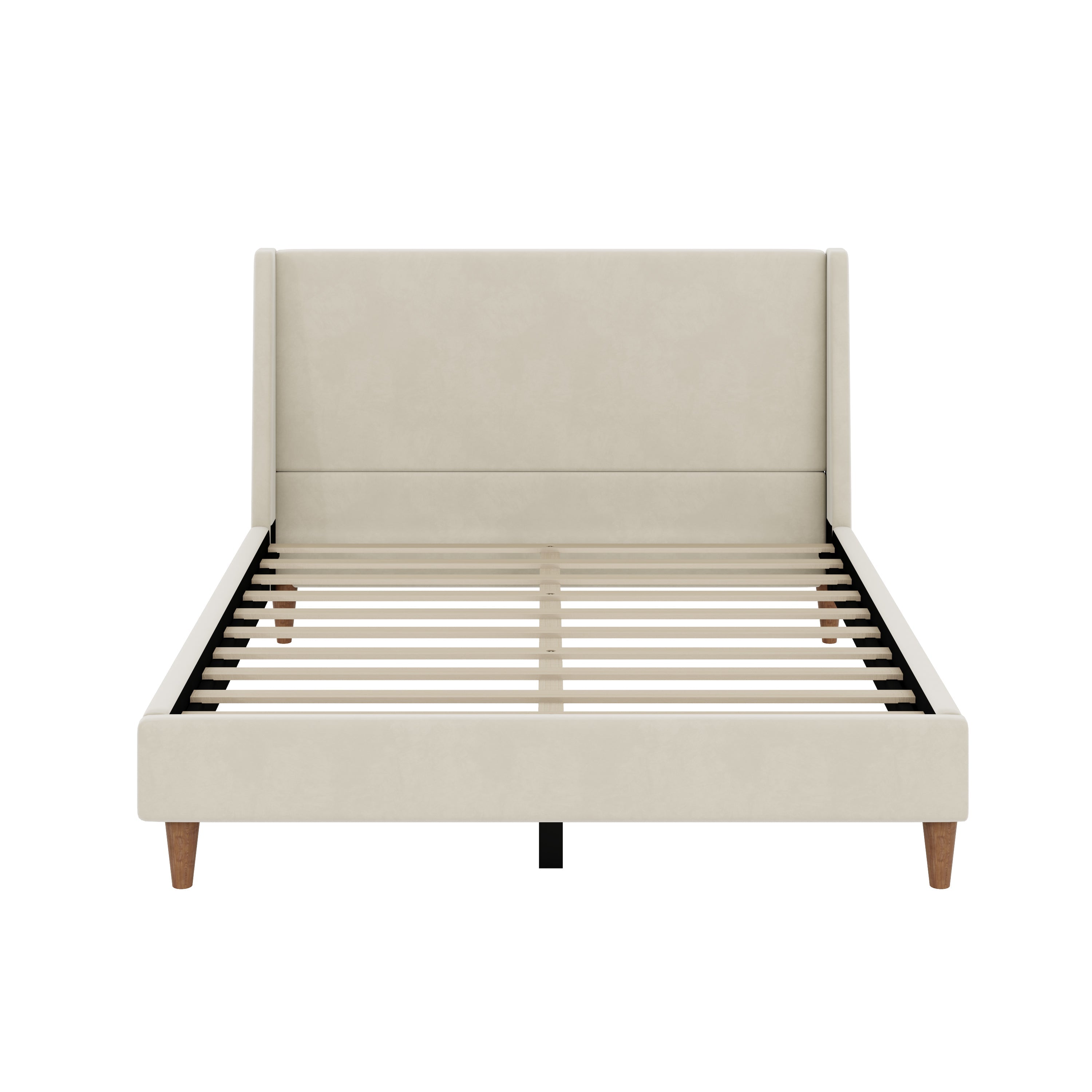 Wingback Velvet Upholstered Platform Bed