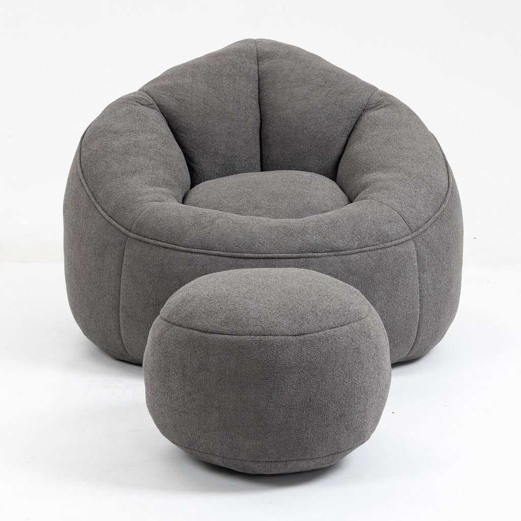 Bean Bag Sofa Chair with High-Pressure Foam and Footrest