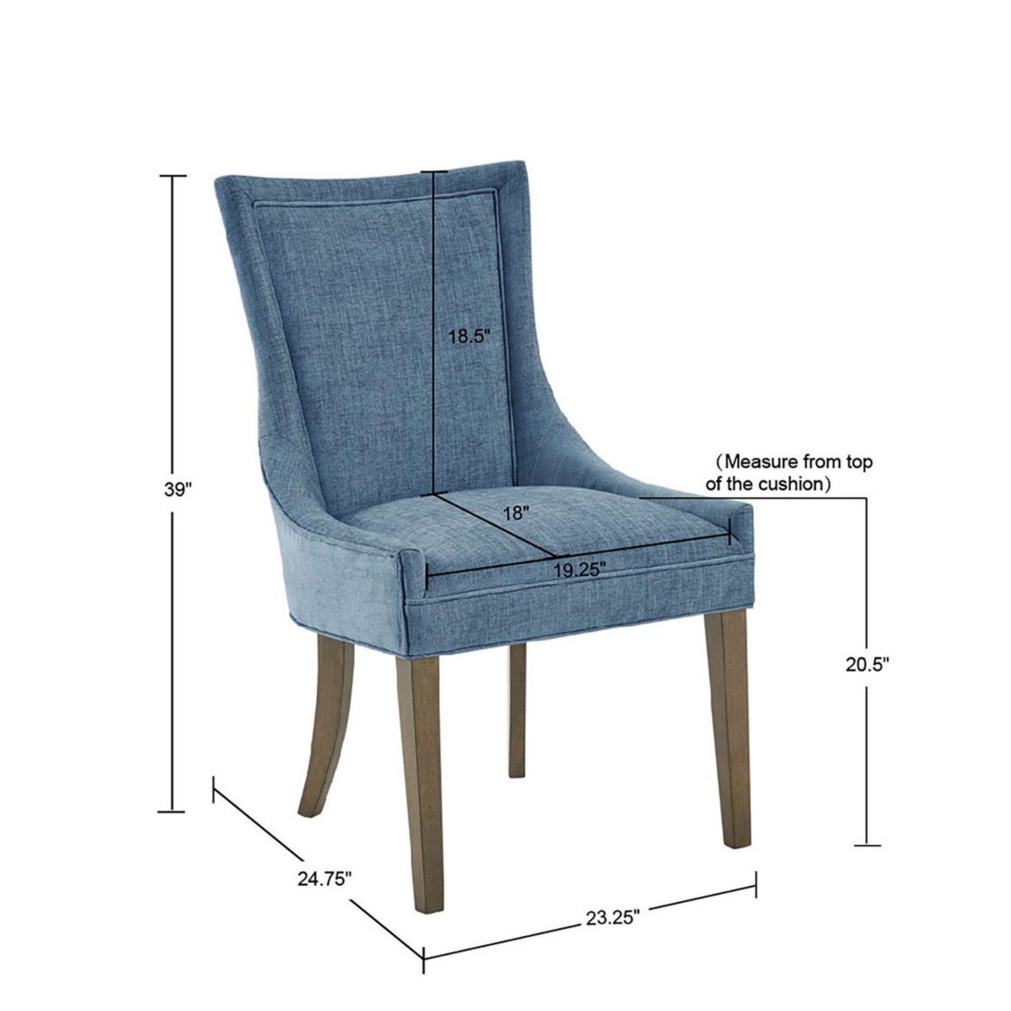Flared High Back Upholstered Dining Chair, Set of 2
