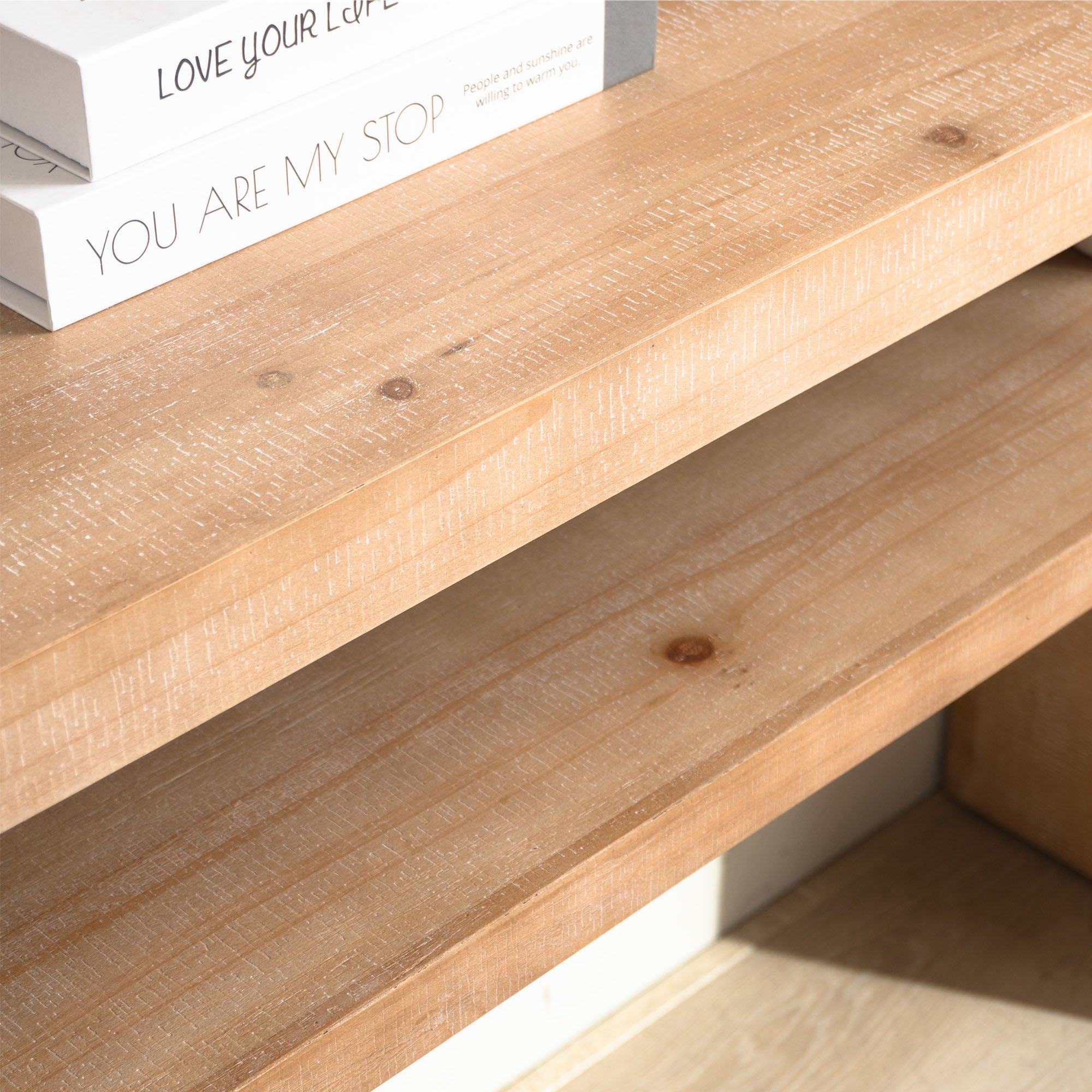 Modern Rustic Console Table with Shelf & Decorative Bead Detail