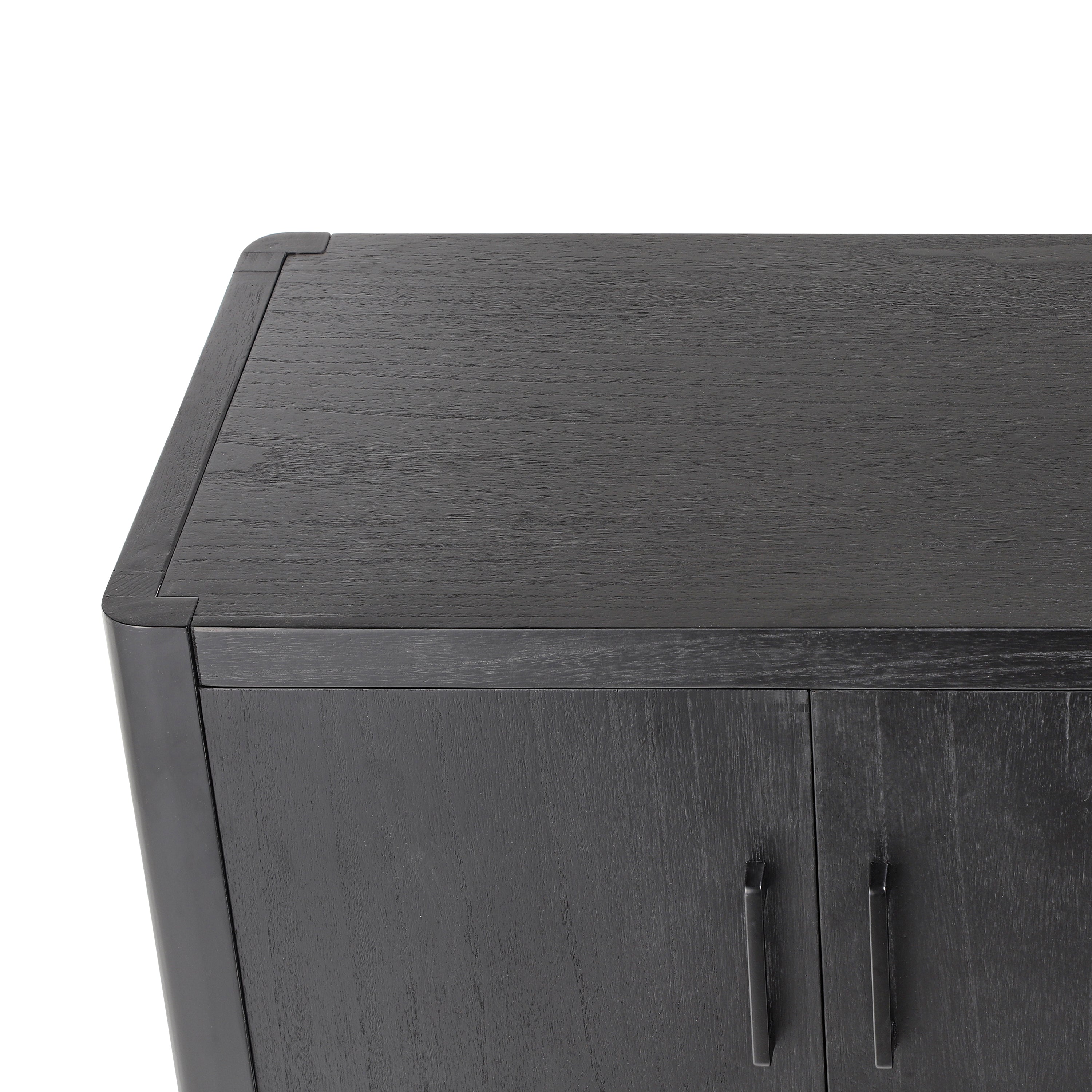 Farmhouse Style 4-Door Cabinet with Natural Distressed Finish