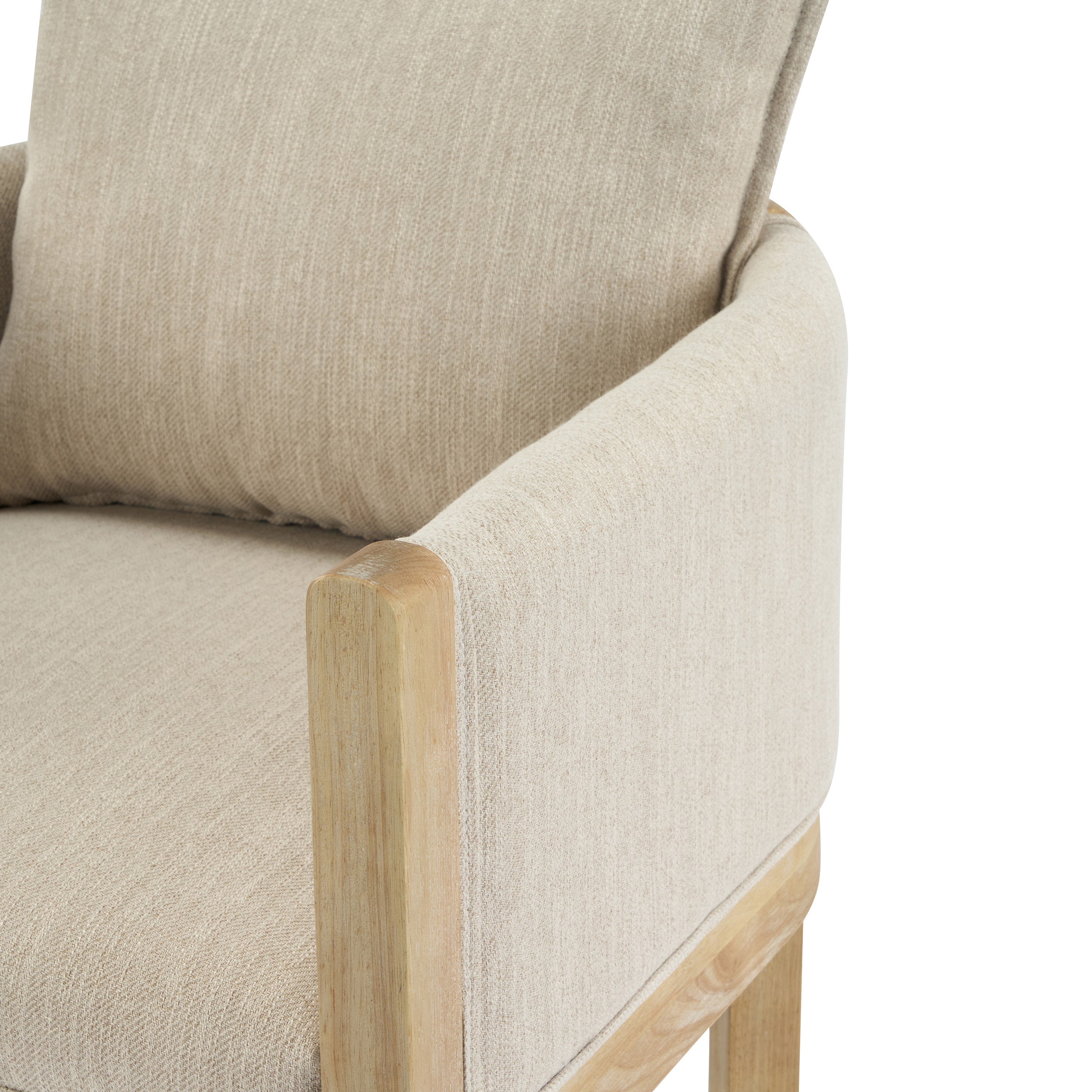 Ainsford Linen Upholstered Armchair with Natural Rubber Wood Legs, Set of 2