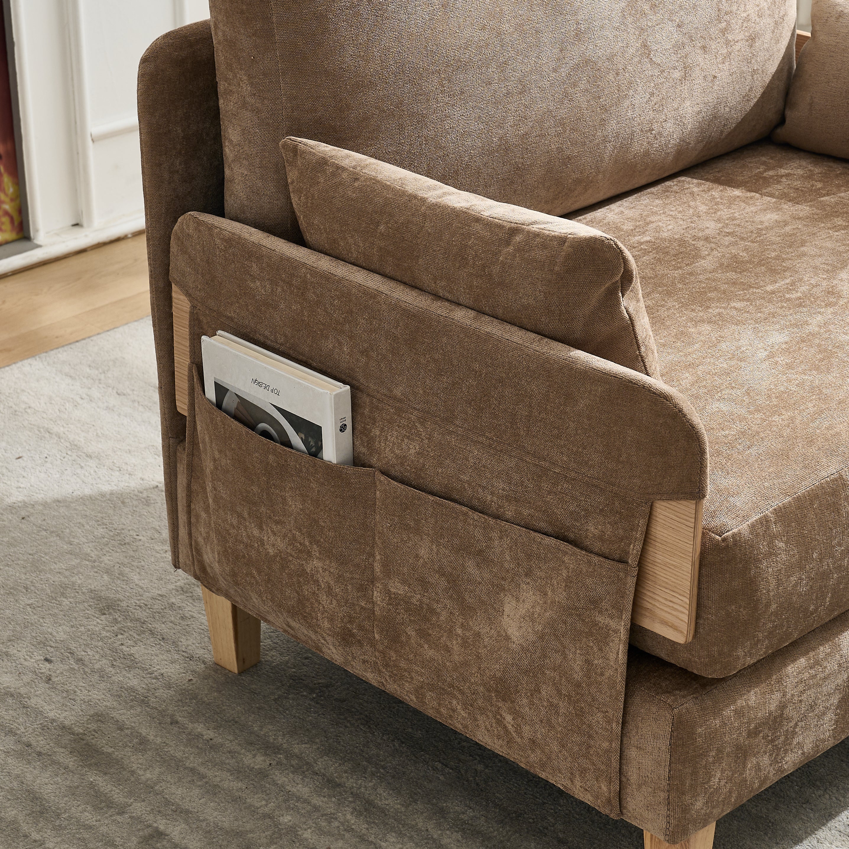 Mid-Century Modern Chenille Foldable Sofa Bed Recliner