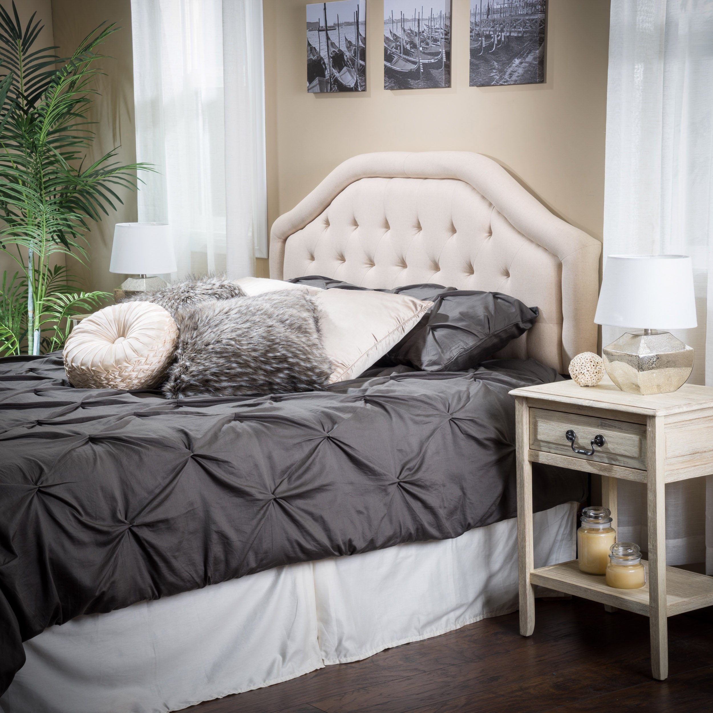 Tufted Upholstered Adjustable Height Headboard