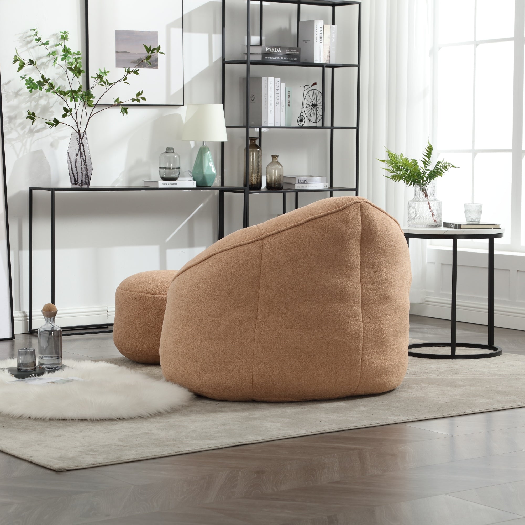 Bean Bag Sofa Chair with High-Pressure Foam and Footrest