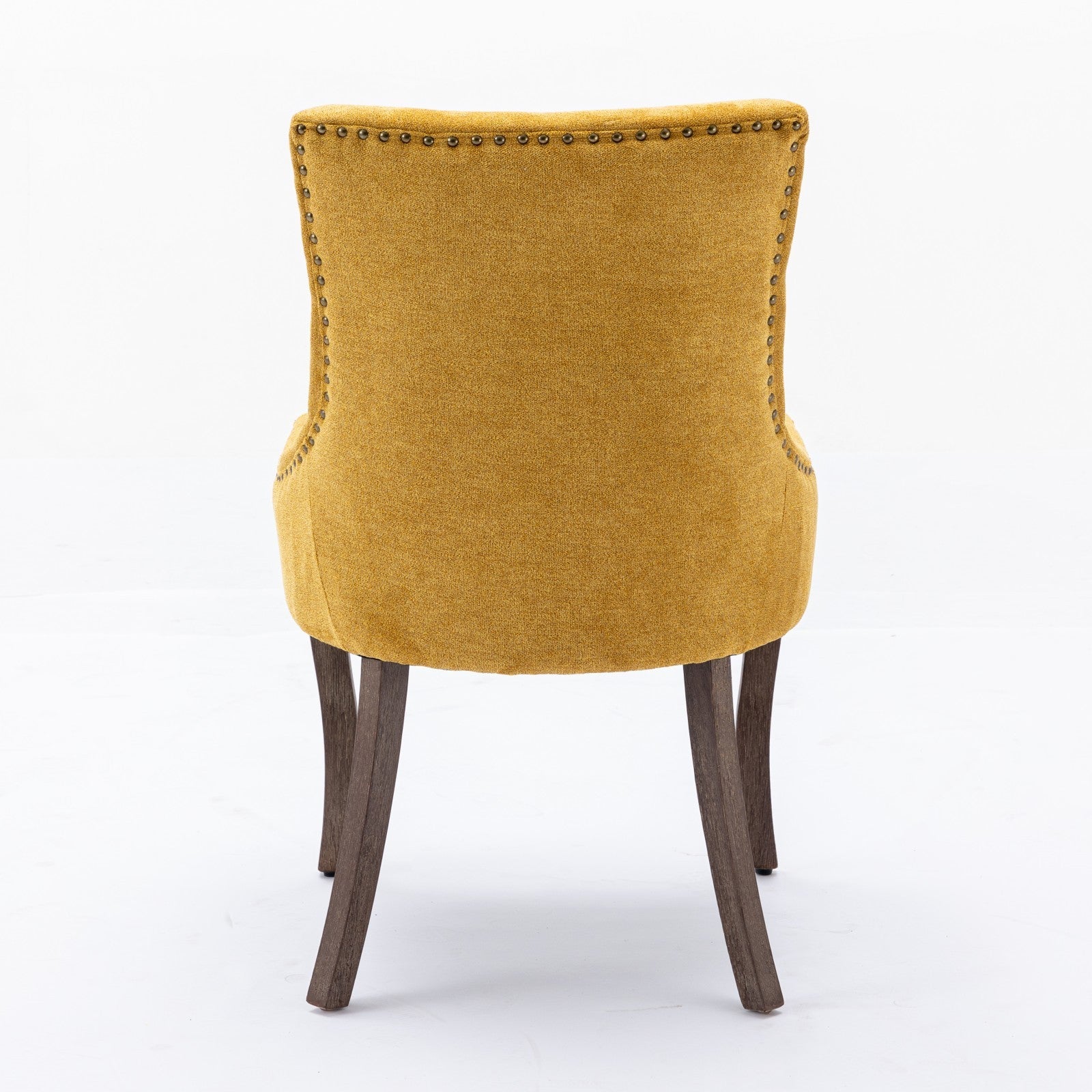 Square Back Upholstered Dining Chair with Bronze Nailhead Trim, Set of 2