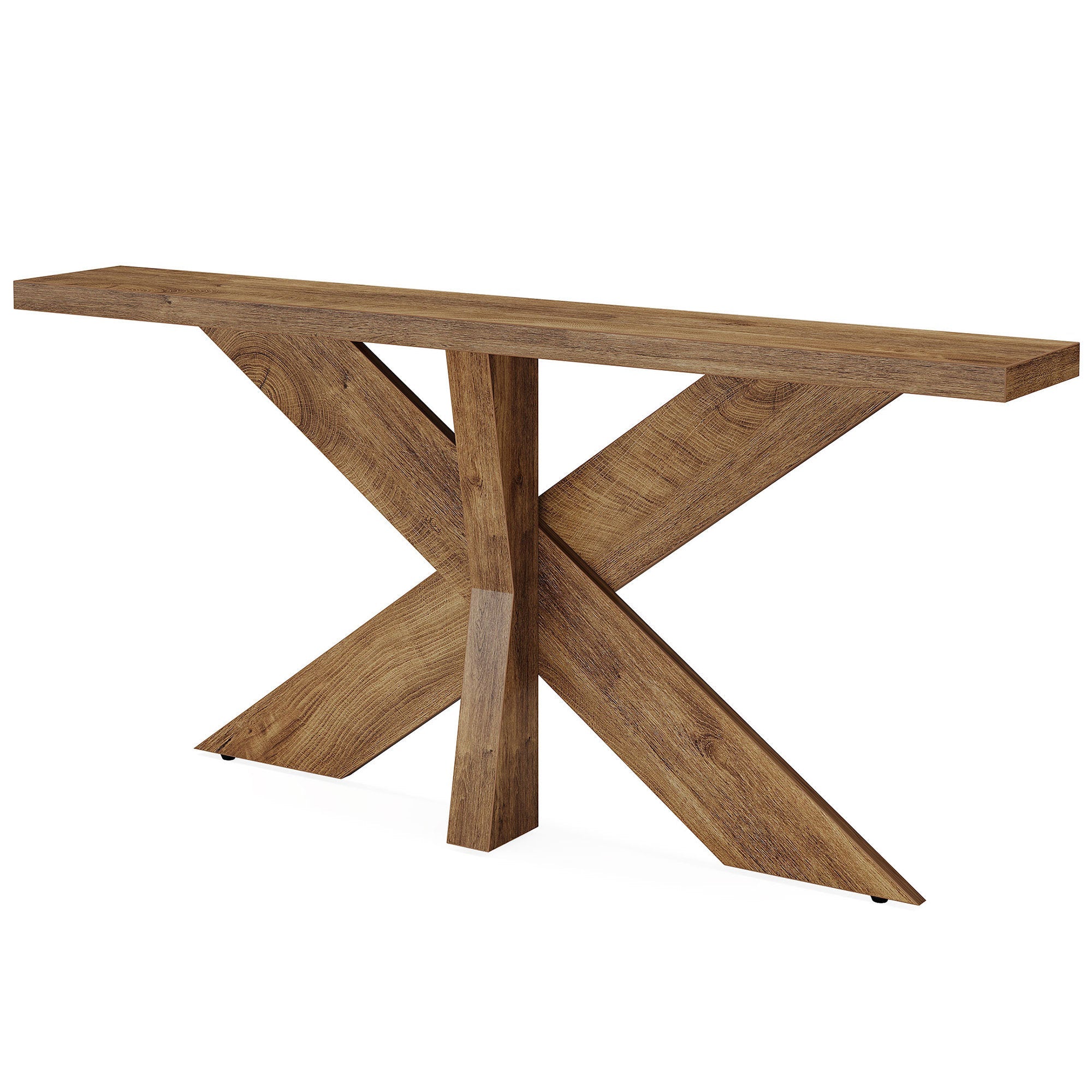 Bridgemont Farmhouse Console Table with Geometric Wooden Base