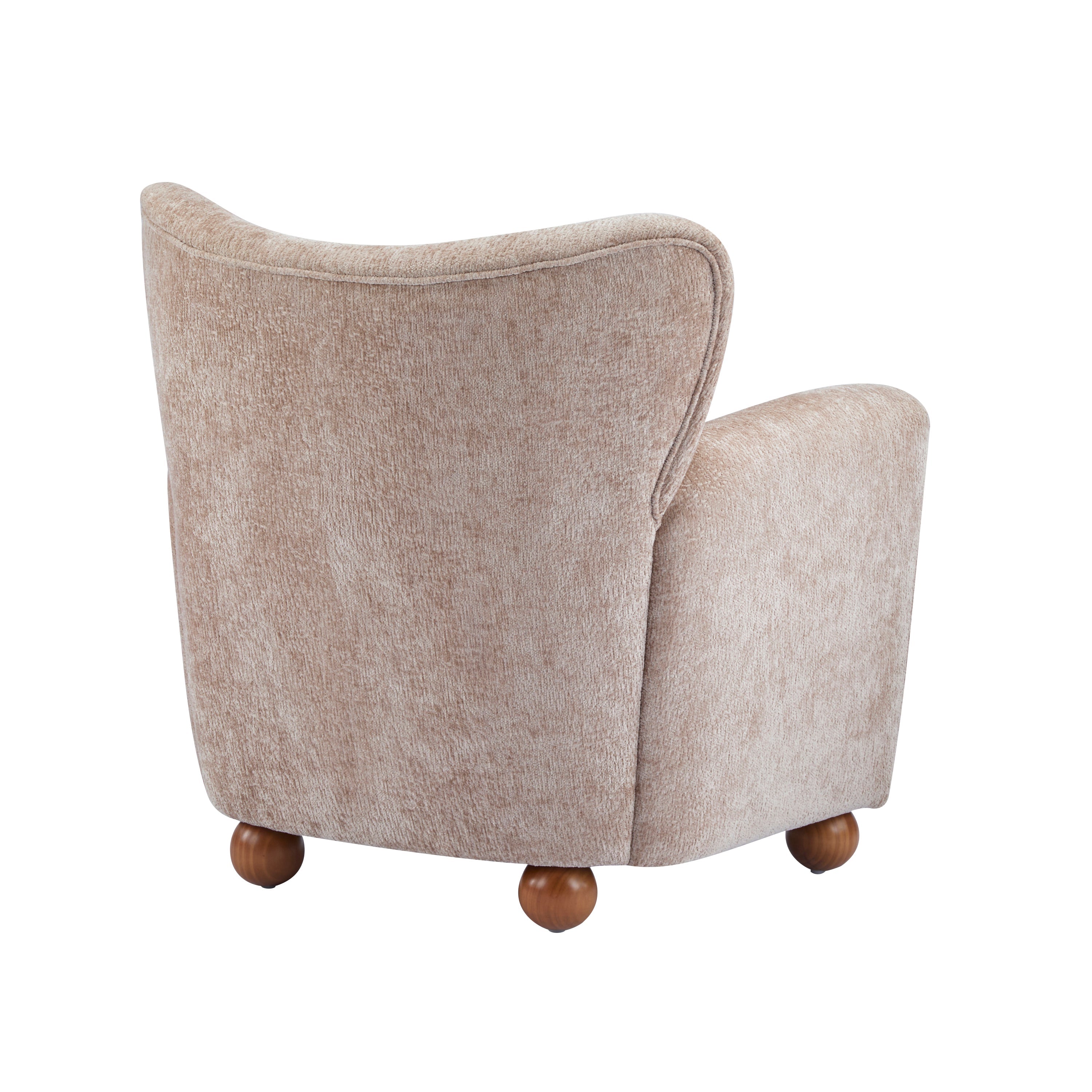 Cozy Wingback Accent Chair with Round Wood Feet