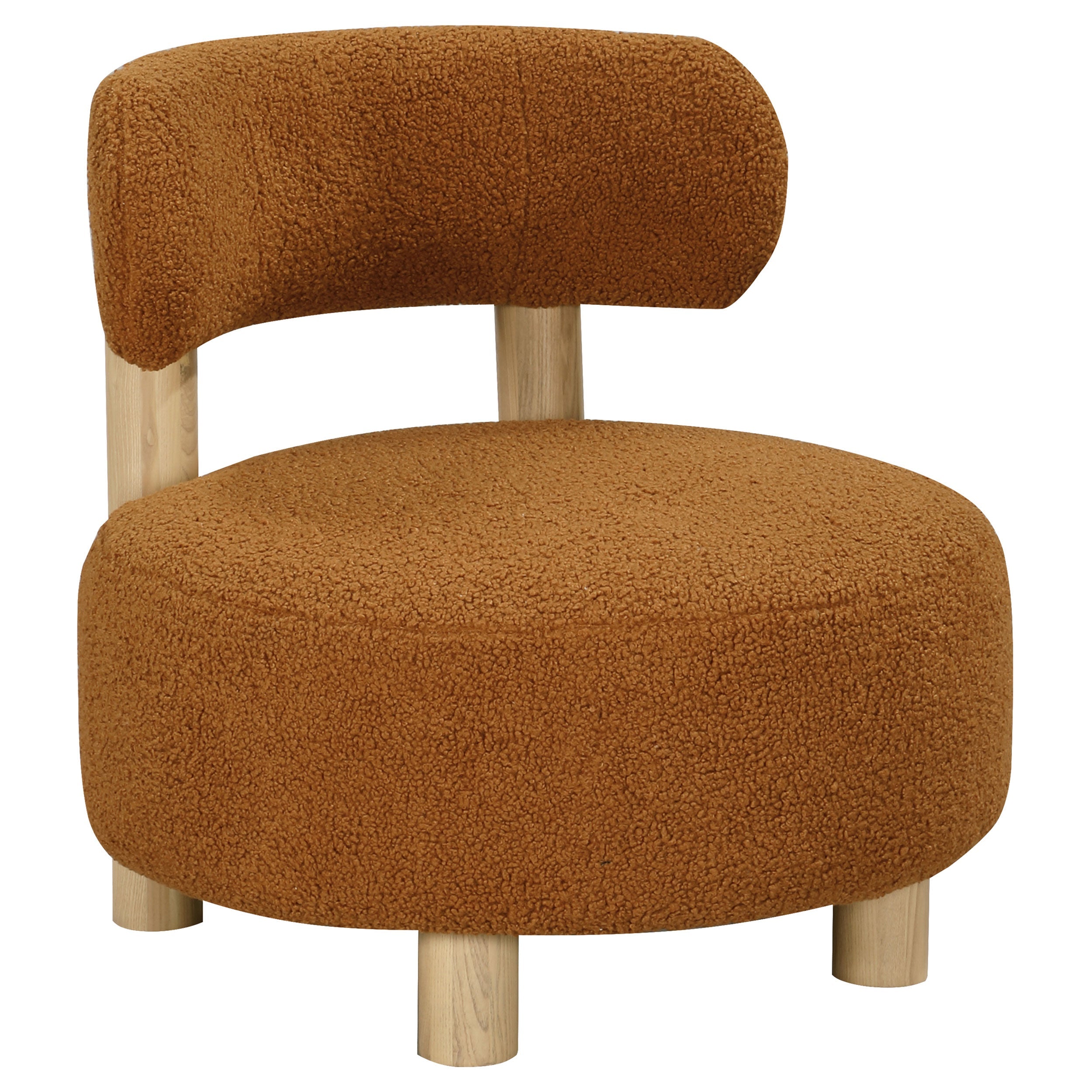 Modern Boucle Upholstered Barrel Back Accent Chair