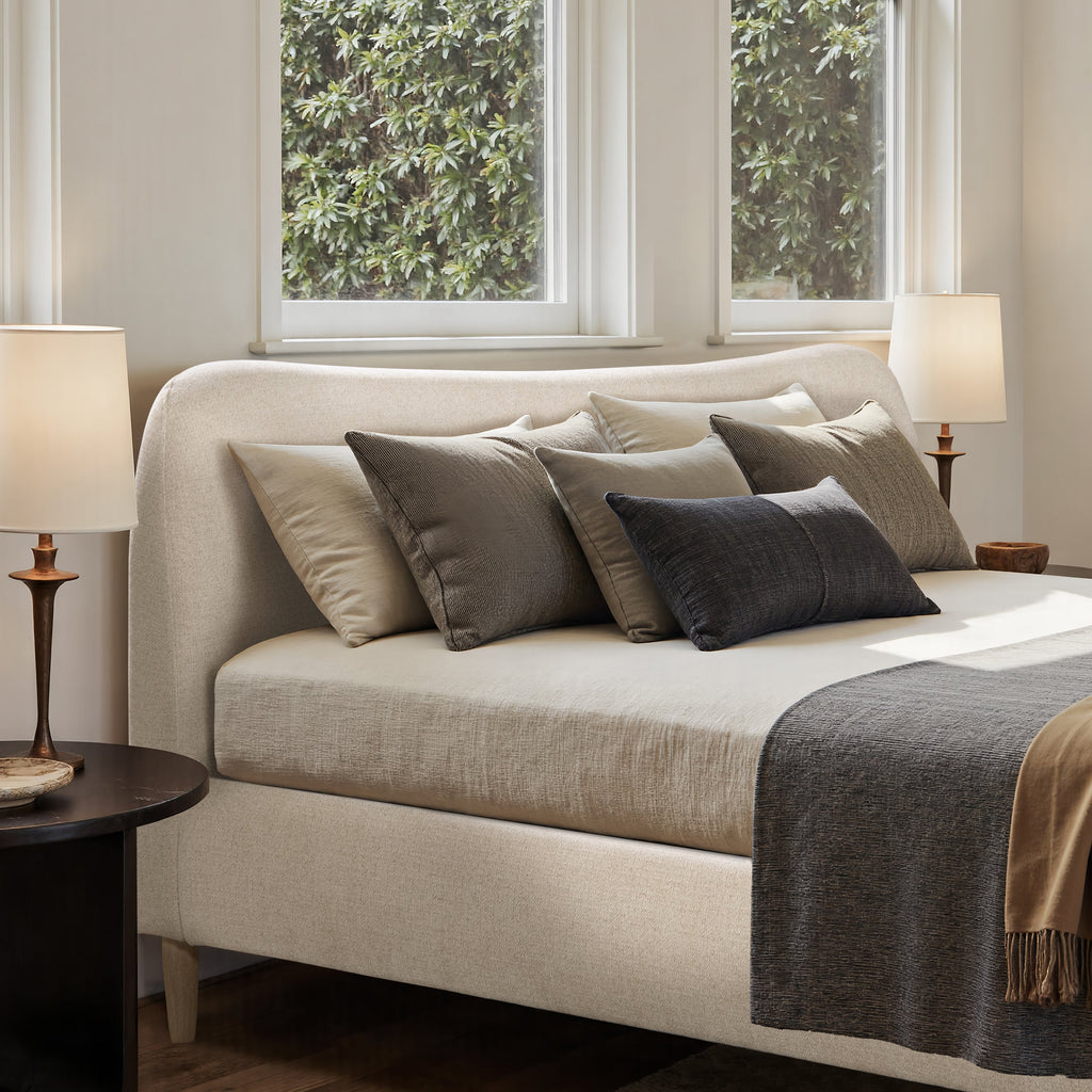 Roman Curved Headboard Upholstered Platform Bed