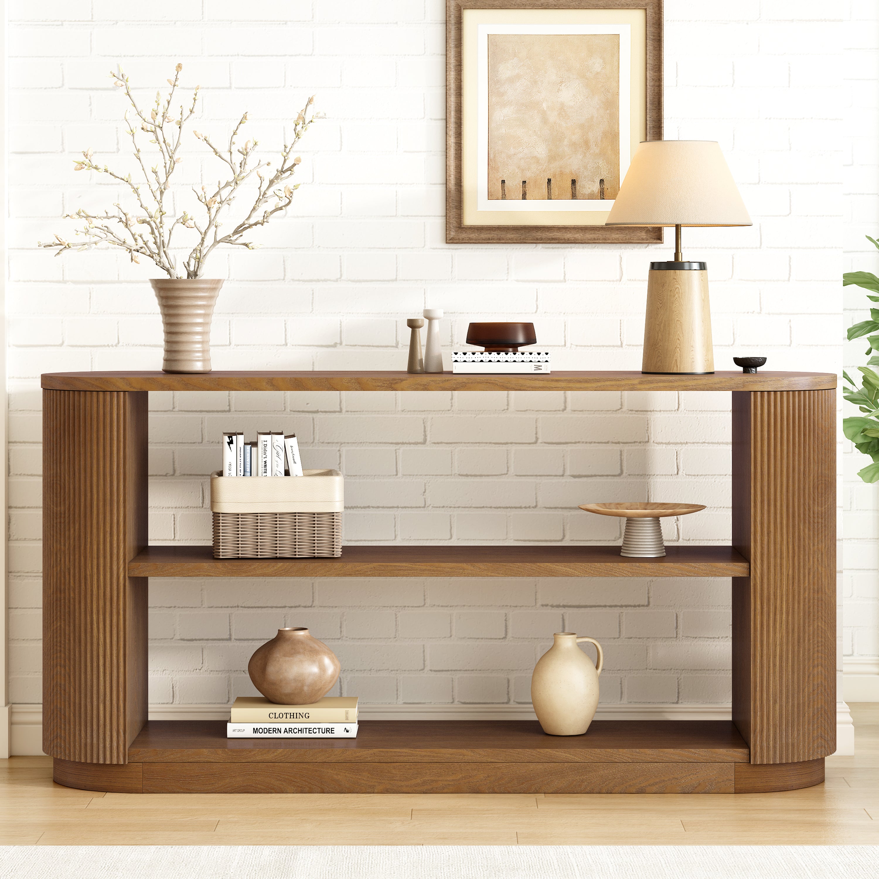 Modern Entryway Console Table with Open Shelf