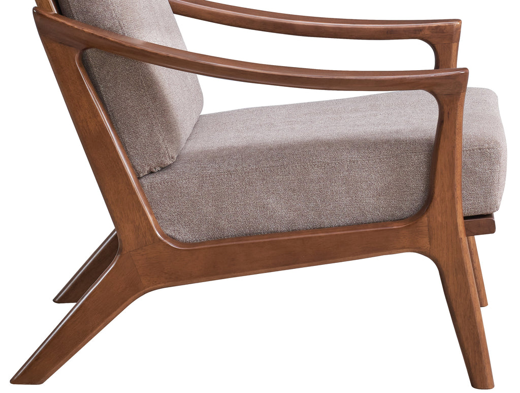 Lide Light Brown Fabric & Brown Finish Accent Chair