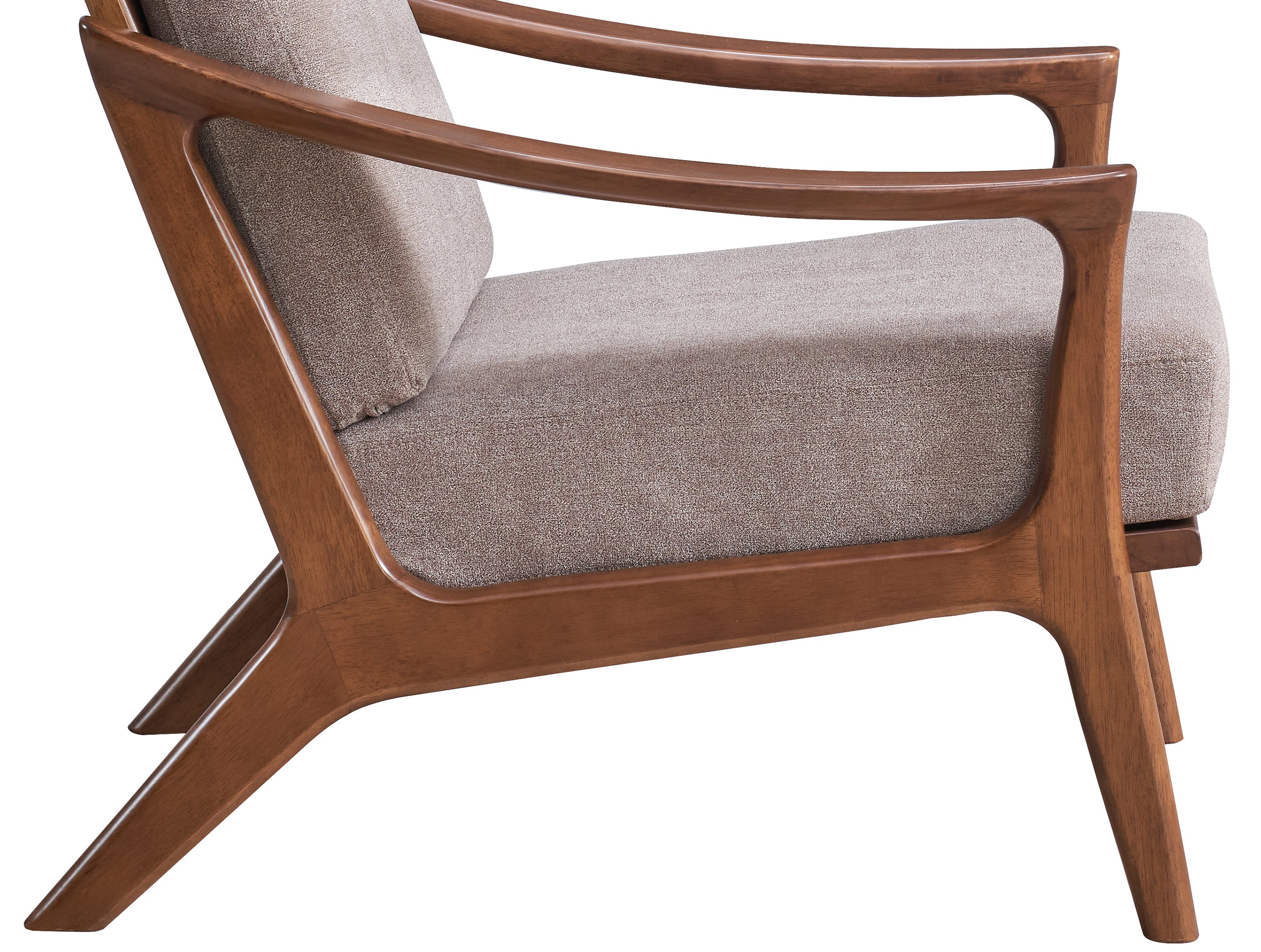 Lide Light Brown Fabric & Brown Finish Accent Chair