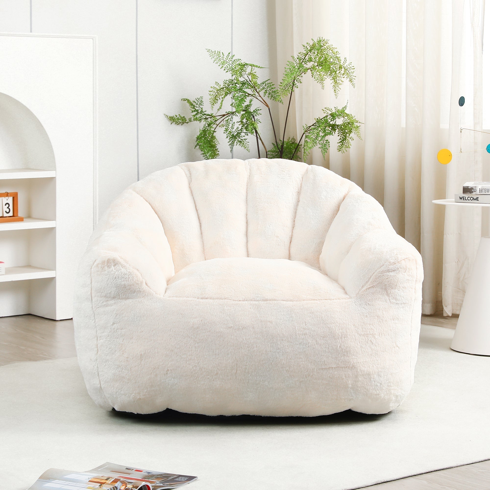 Beanbag Sofa Chair with Armrests Stuffed with High-Density Foam