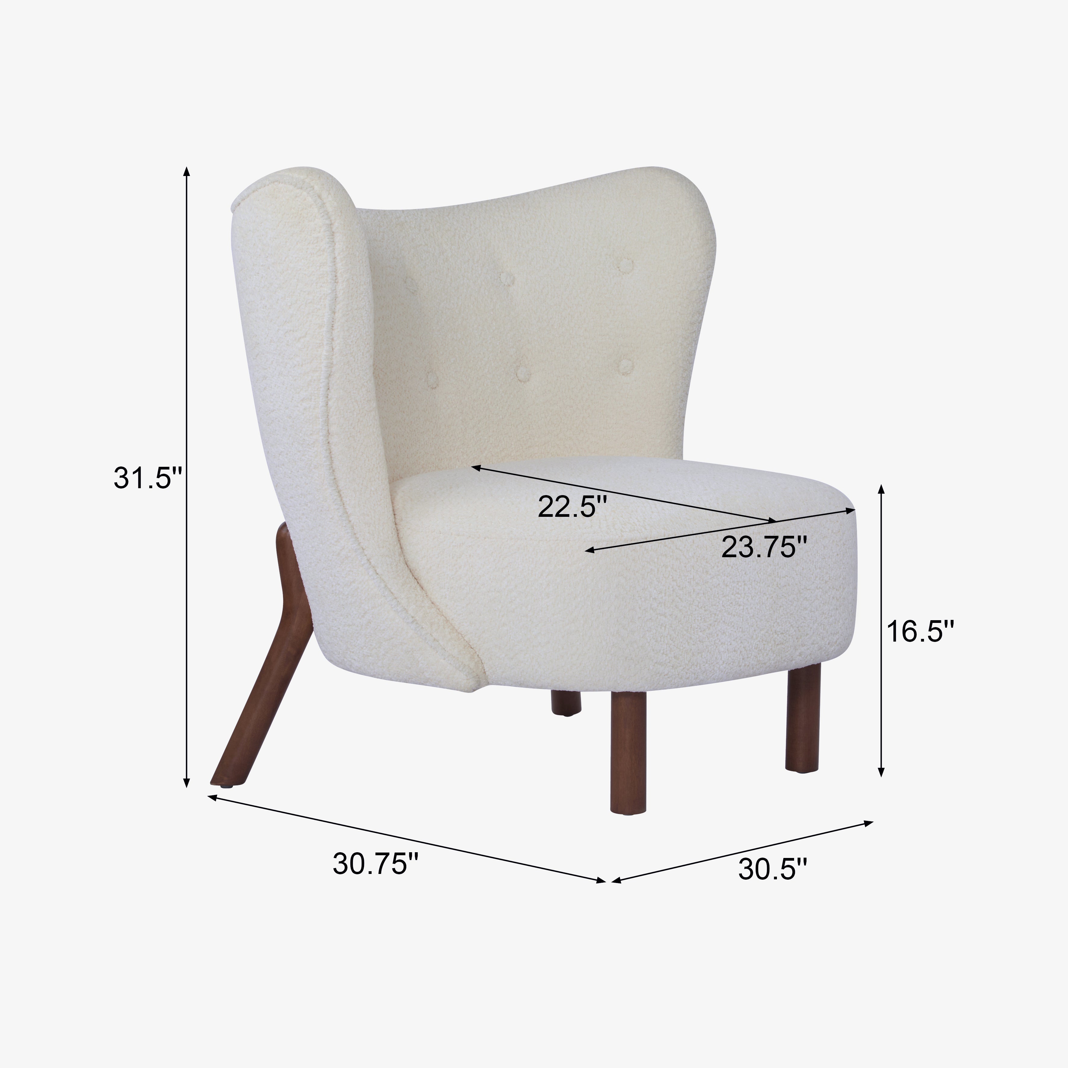 Bella Upholstered Wingback Armless Accent Chair