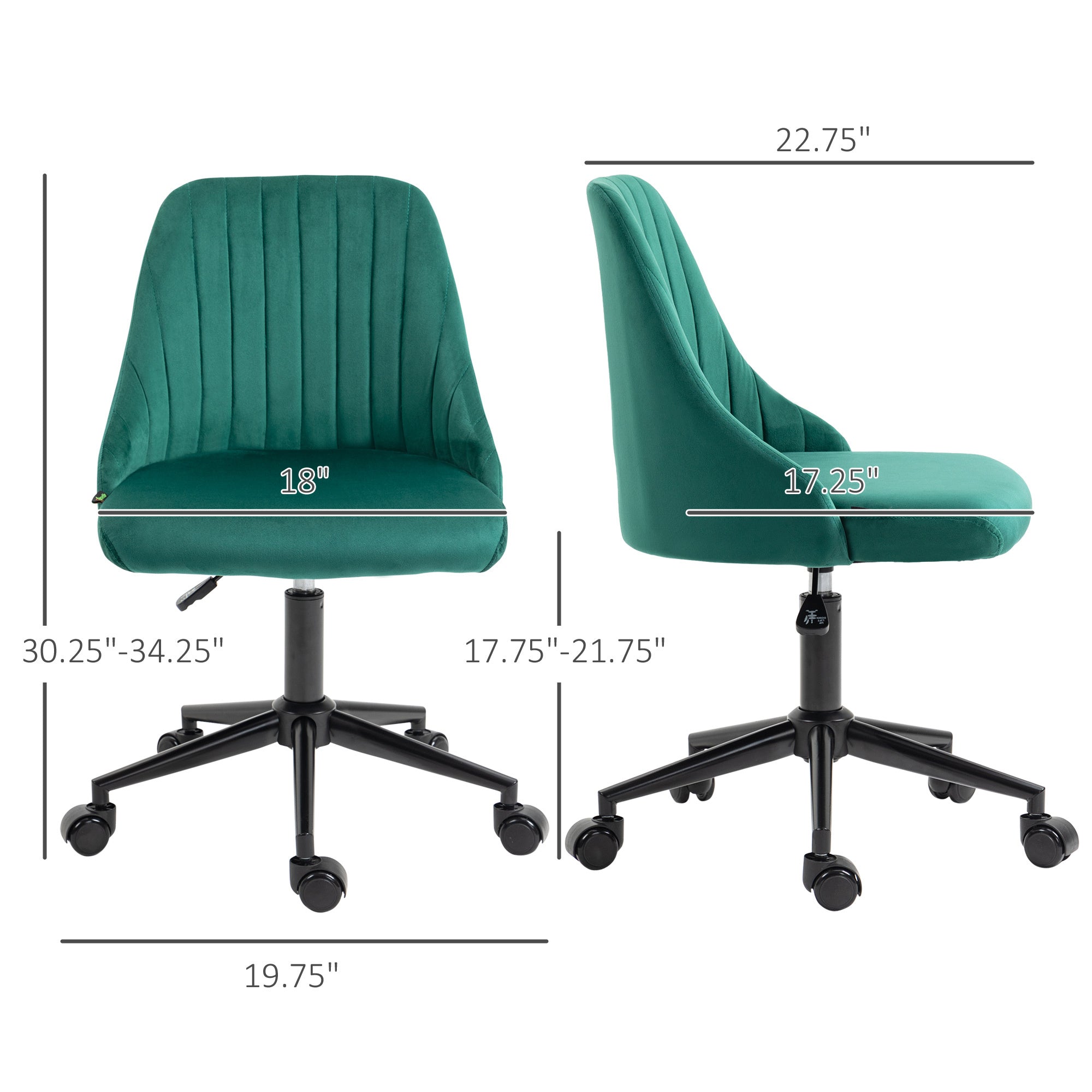Scalloped Velvet Swivel Desk Chair