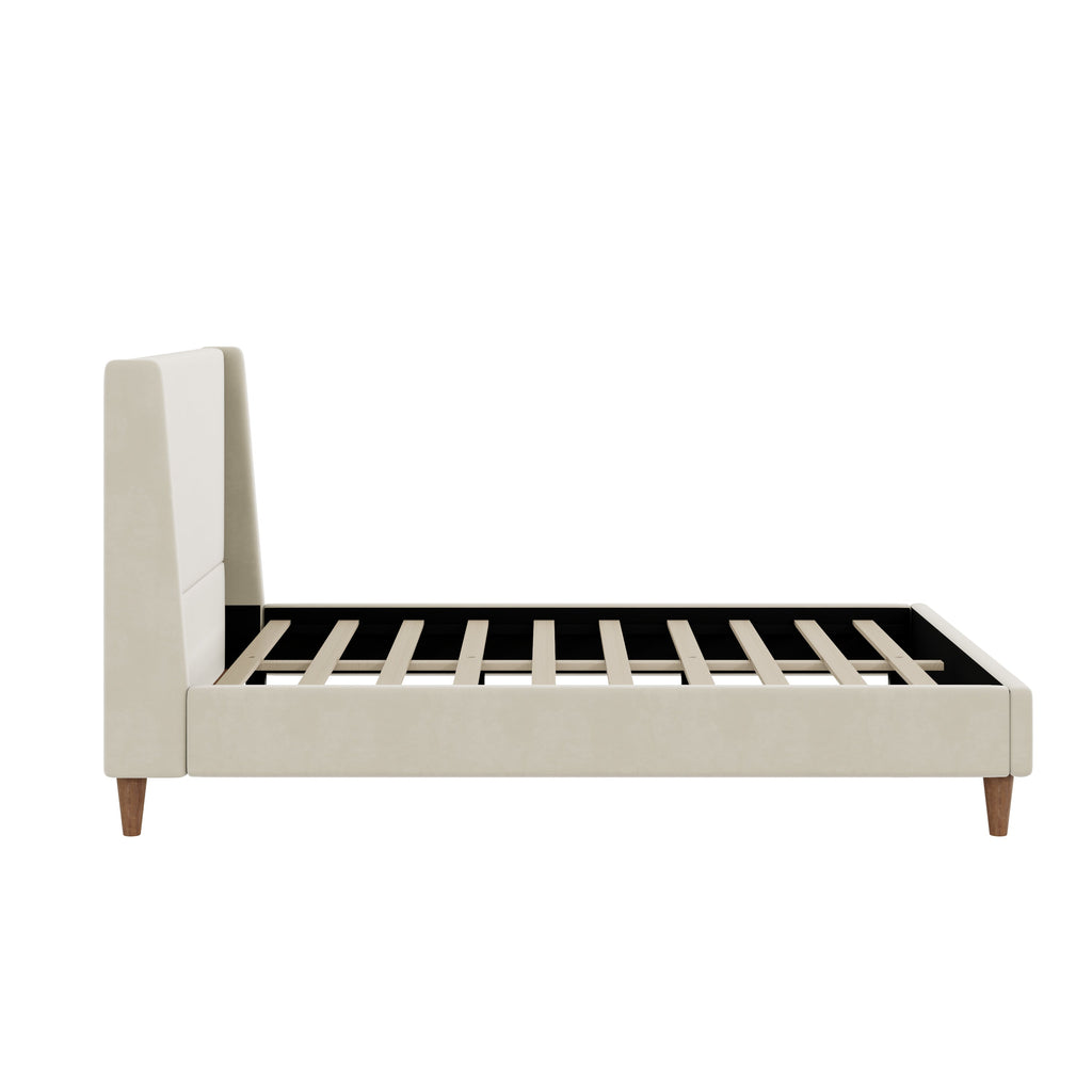 Wingback Velvet Upholstered Platform Bed