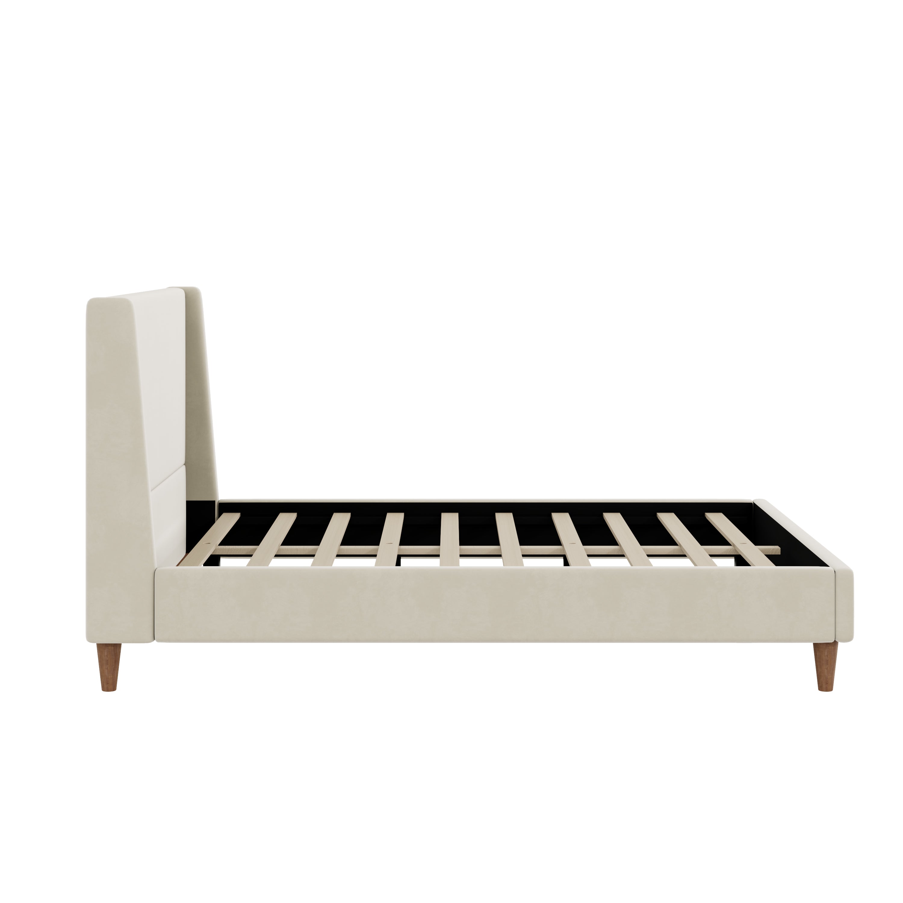 Wingback Velvet Upholstered Platform Bed
