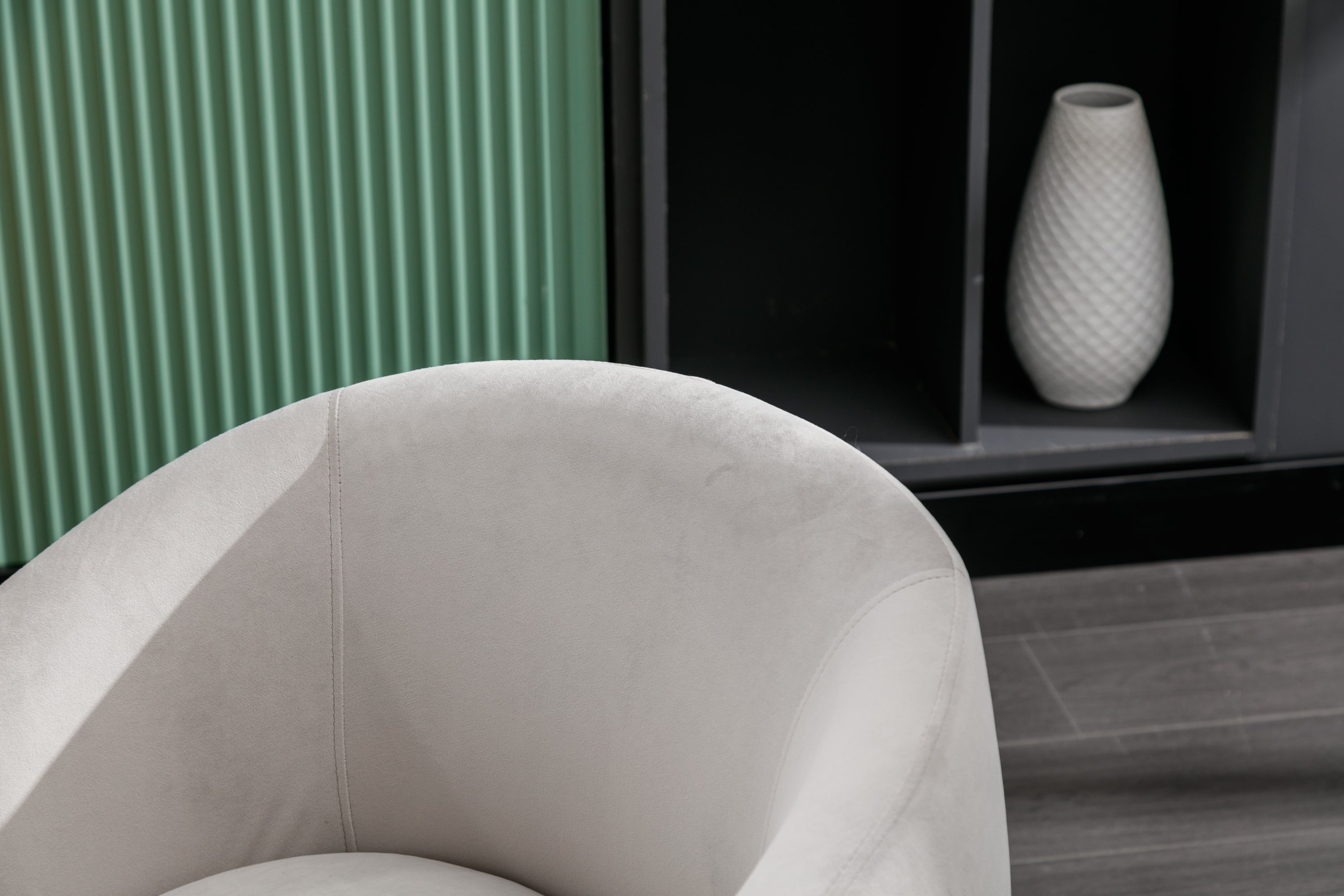 Velvet Fabric Swivel Barrel Accent Chair