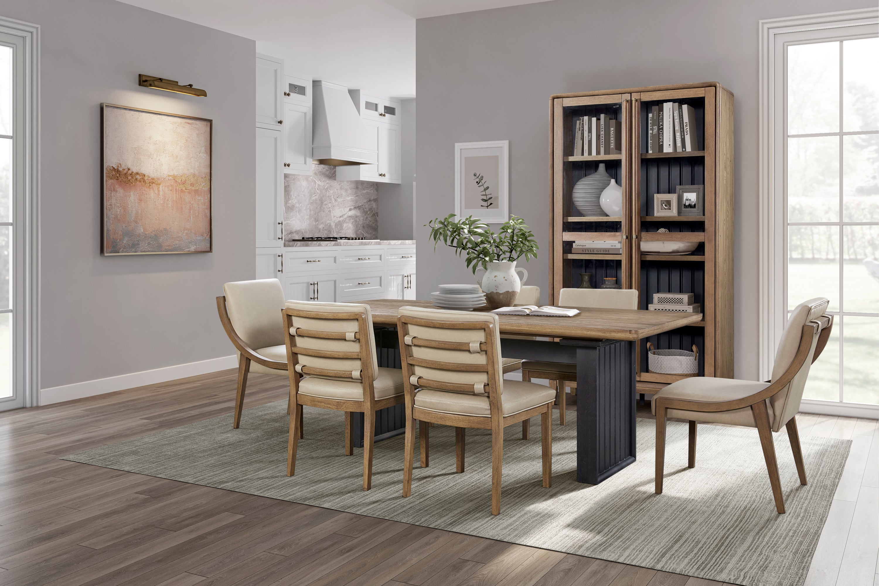 Double Pedestal Table In Latte Finish