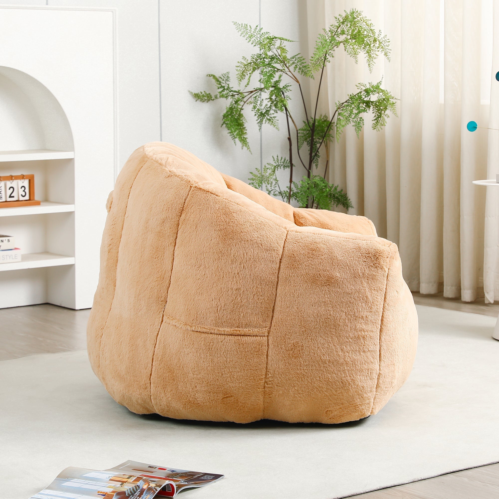 Beanbag Sofa Chair with Armrests Stuffed with High-Density Foam
