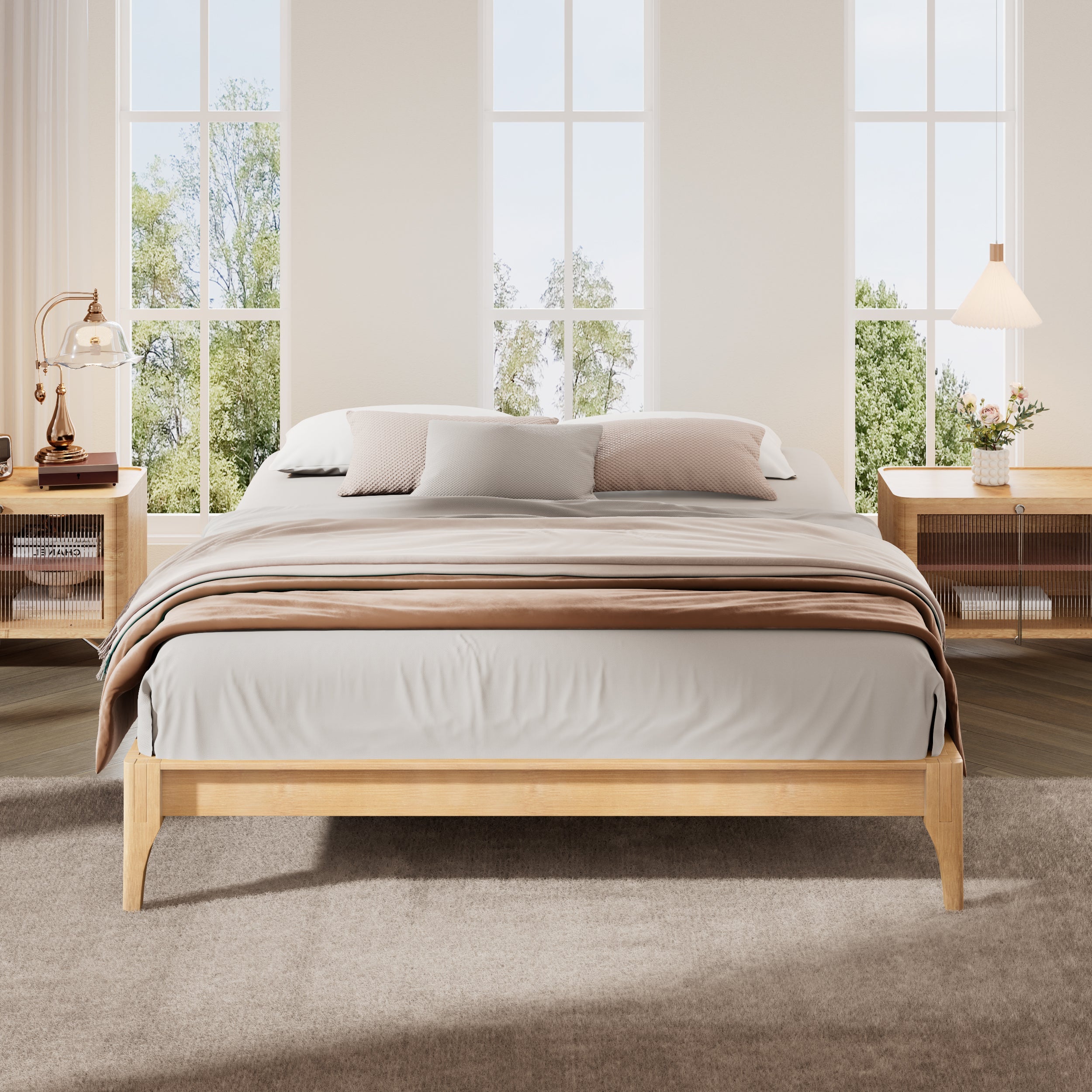 Bamboo Wood Platform Bed Frame