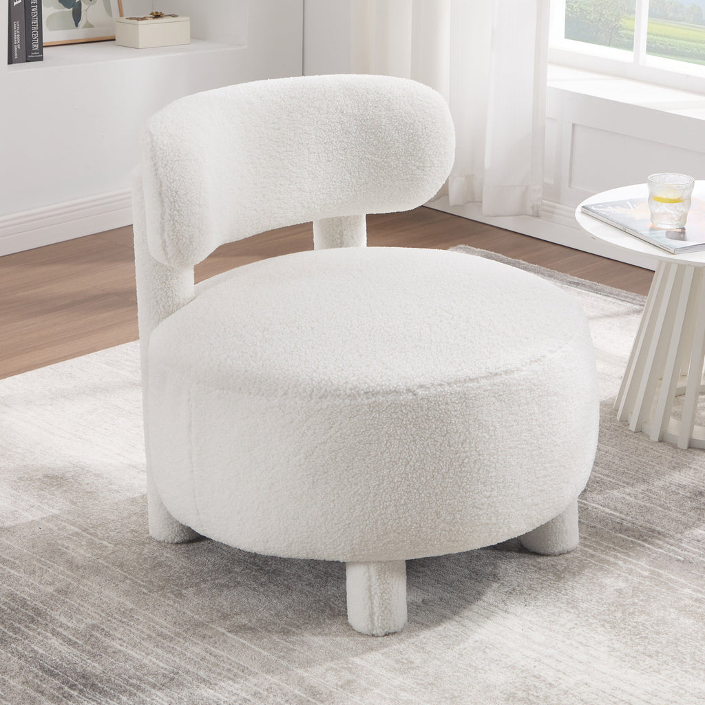 Armless Accent Chair with Curved Backrest and Solid Wooden Legs