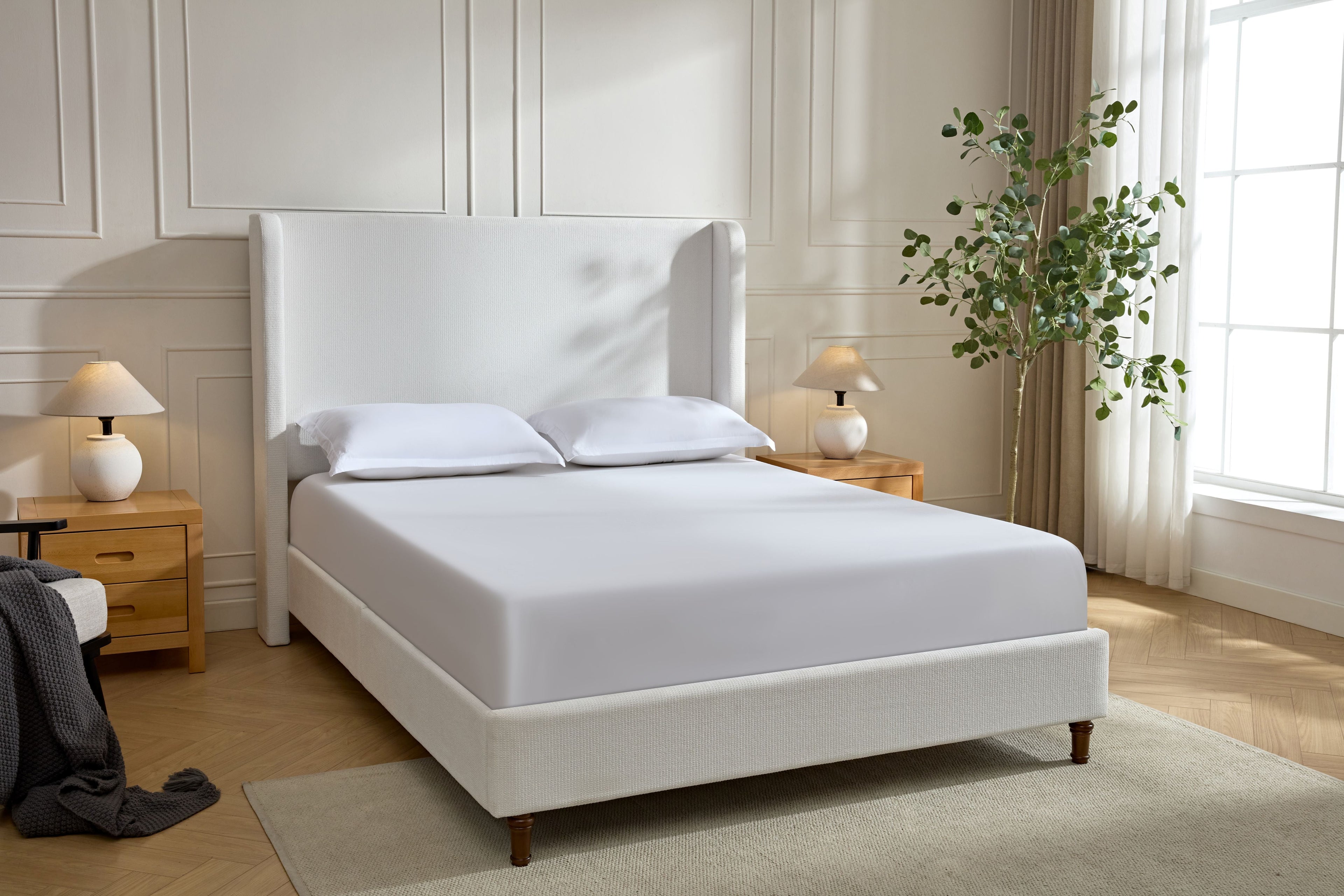 Hannah Upholstered Wingback Bed