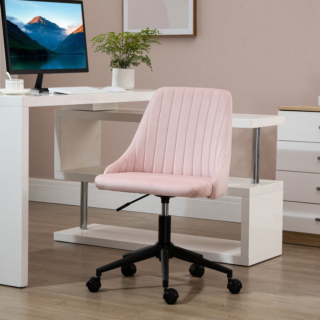 Scalloped Velvet Swivel Desk Chair