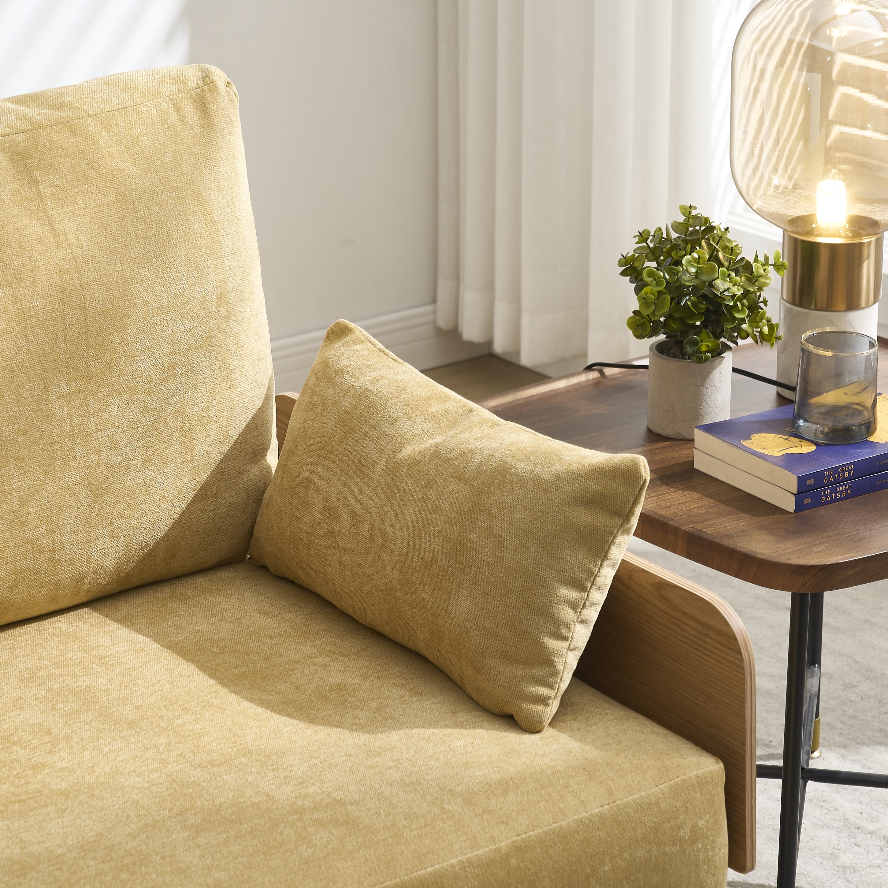 Mid-Century Modern Chenille Foldable Sofa Bed Recliner