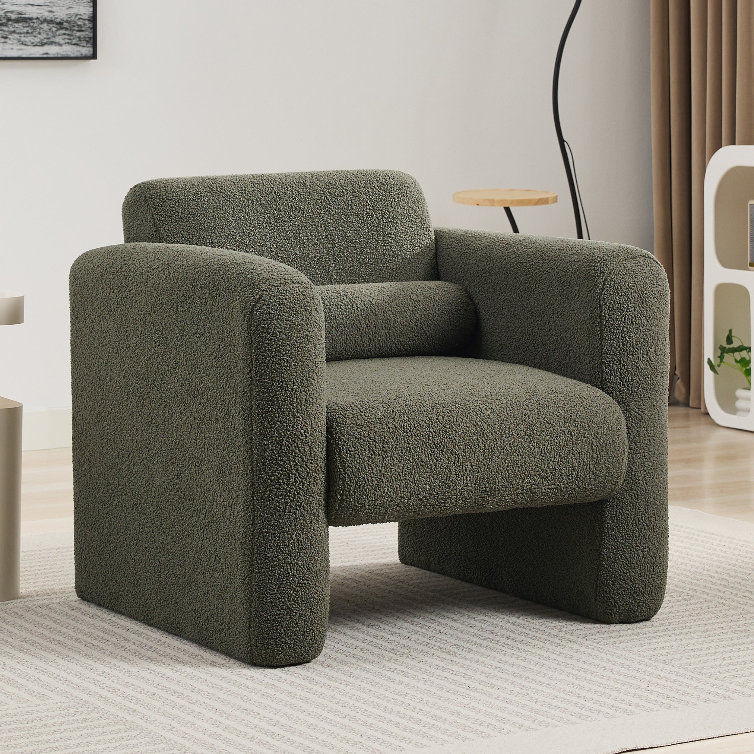 Marlowe Modern Sherpa Upholstered Comfy Reading Accent Chair