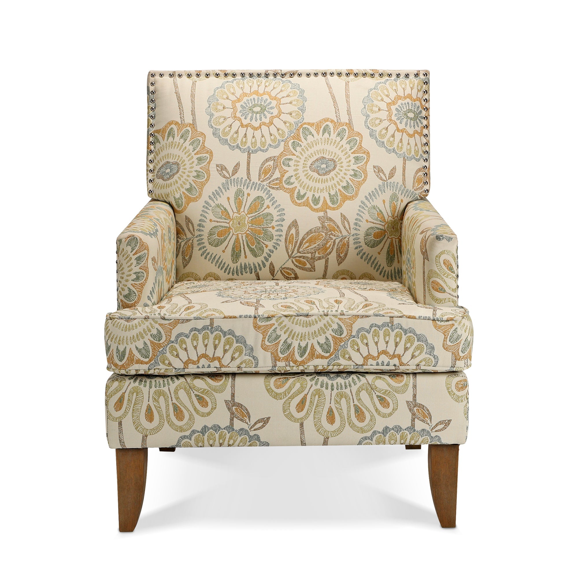 Golden Floral Nailhead Trim Accent Chair