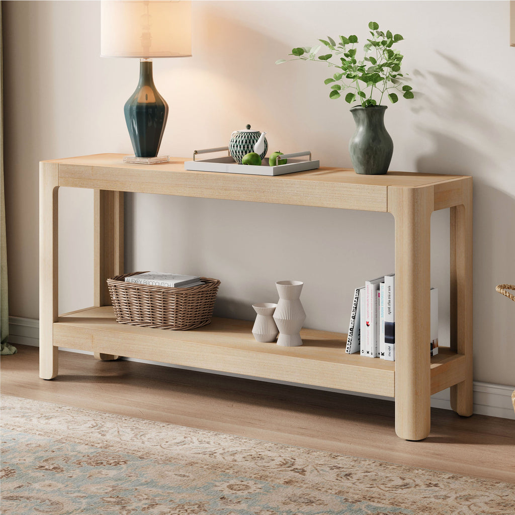 Modern Farmhouse Minimalist Rounded Console Table