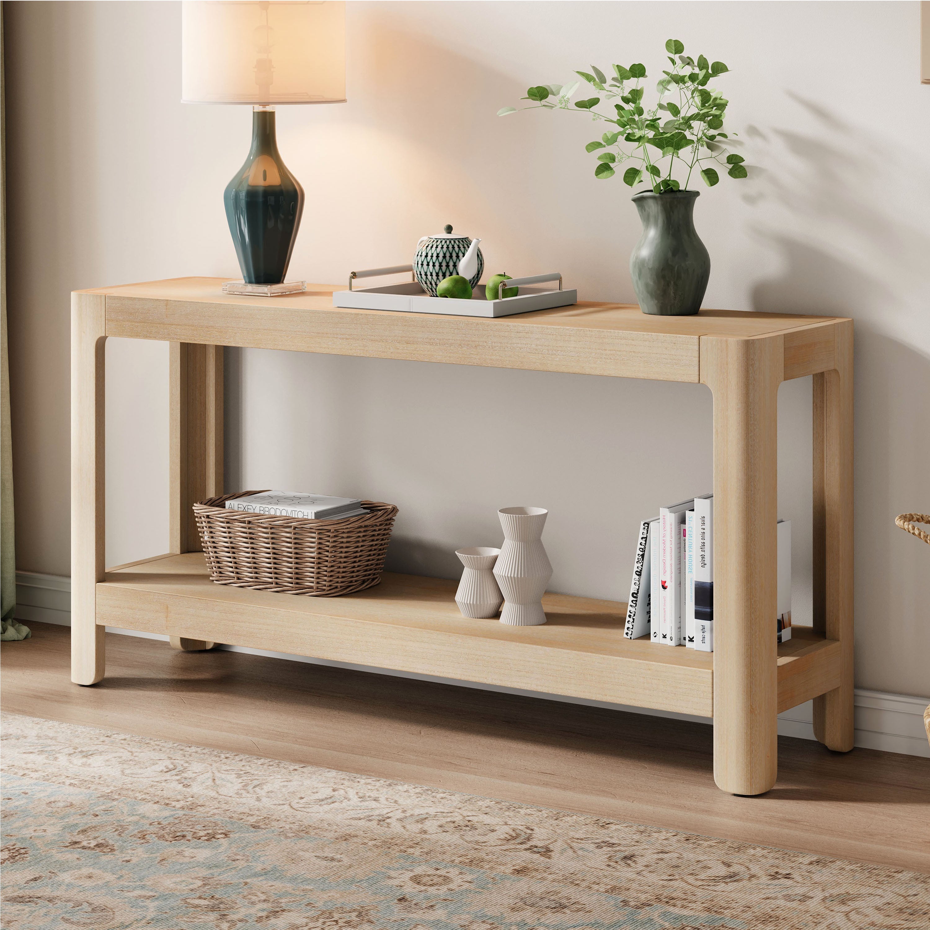 Modern Farmhouse Minimalist Rounded Console Table