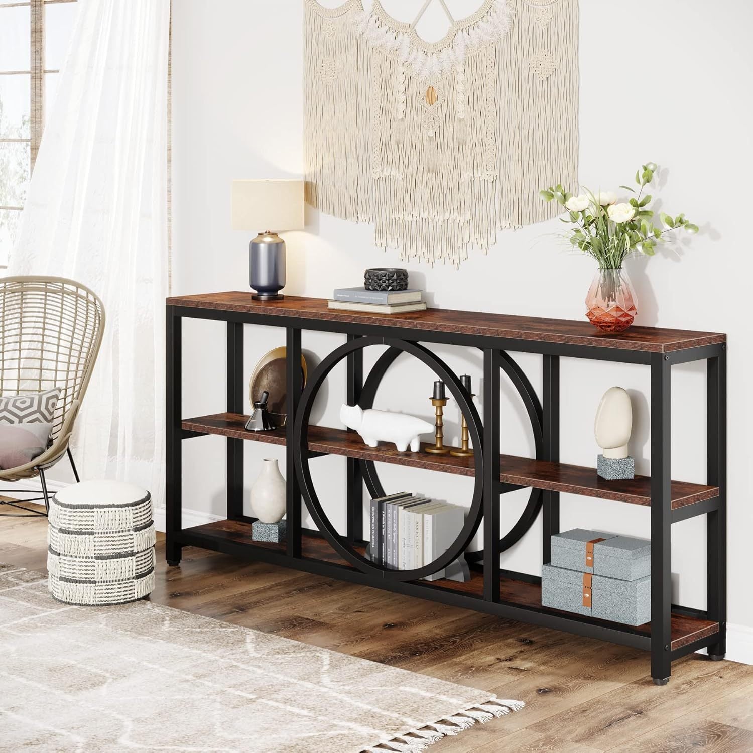 Claybourne  3-Tier Sofa Table with Circular Frame