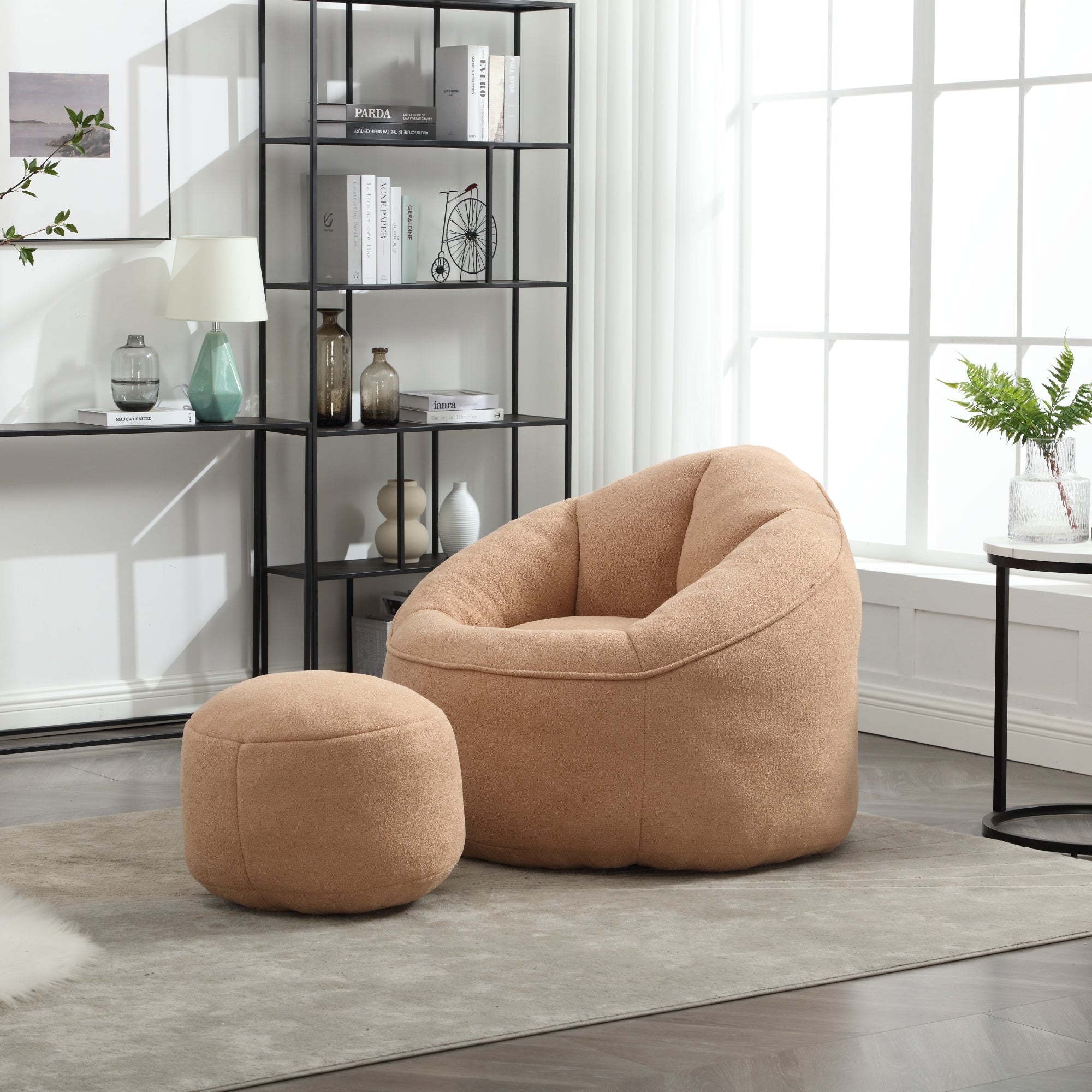 Bean Bag Sofa Chair with High-Pressure Foam and Footrest