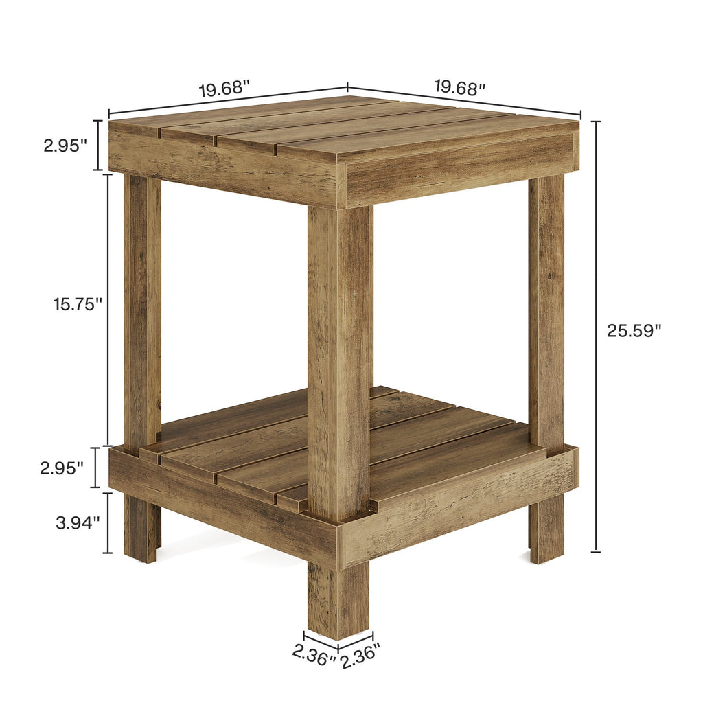 Radford 2-Tier Wooden End Table with Open Storage Shelves