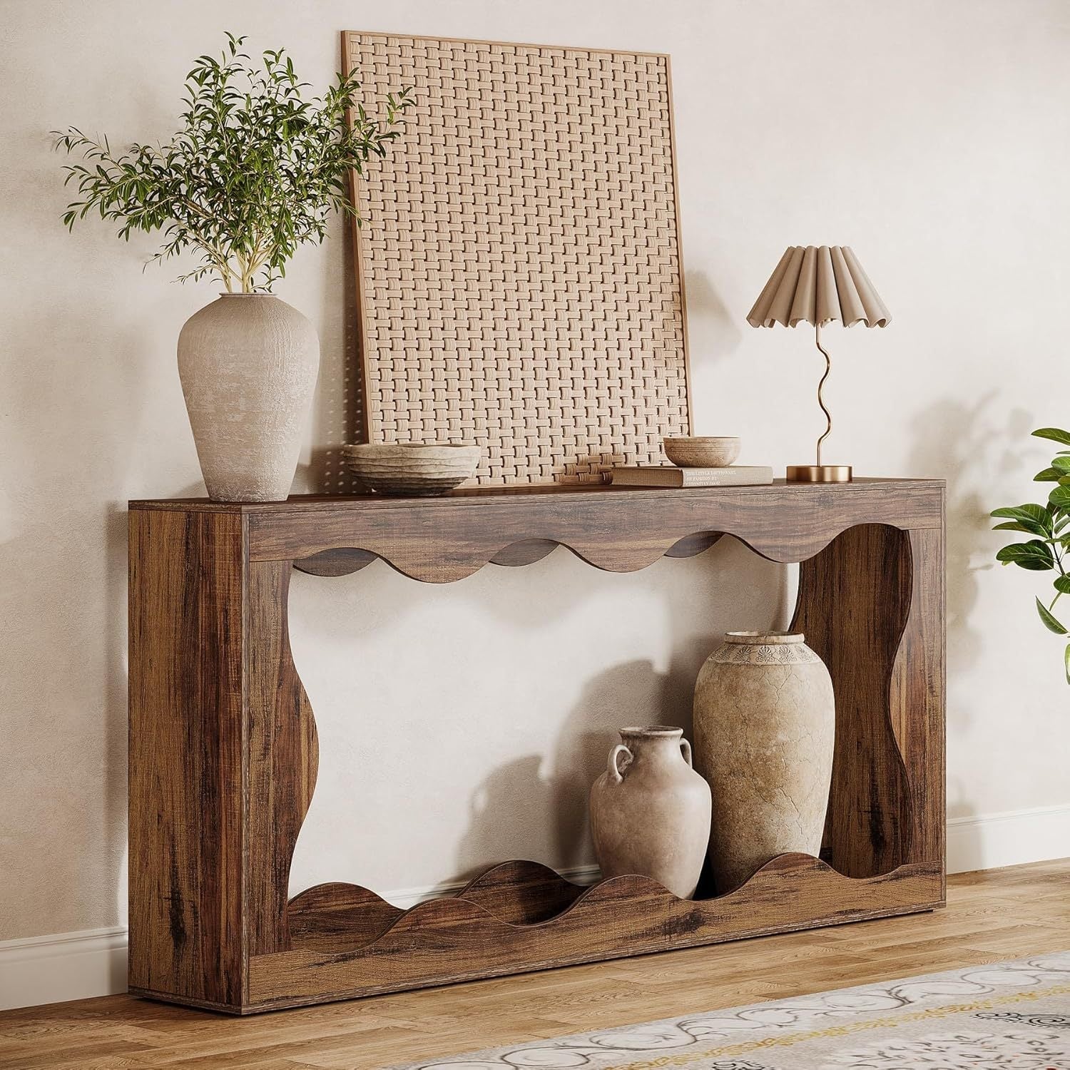 Winslow Scalloped Console Table with Storage