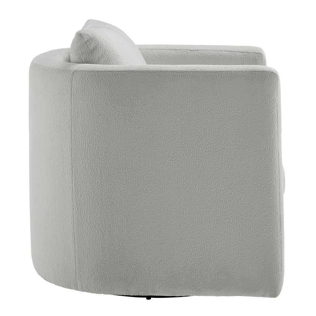 Sutton Light Grey Performance Fabric Swivel Barrel Chair