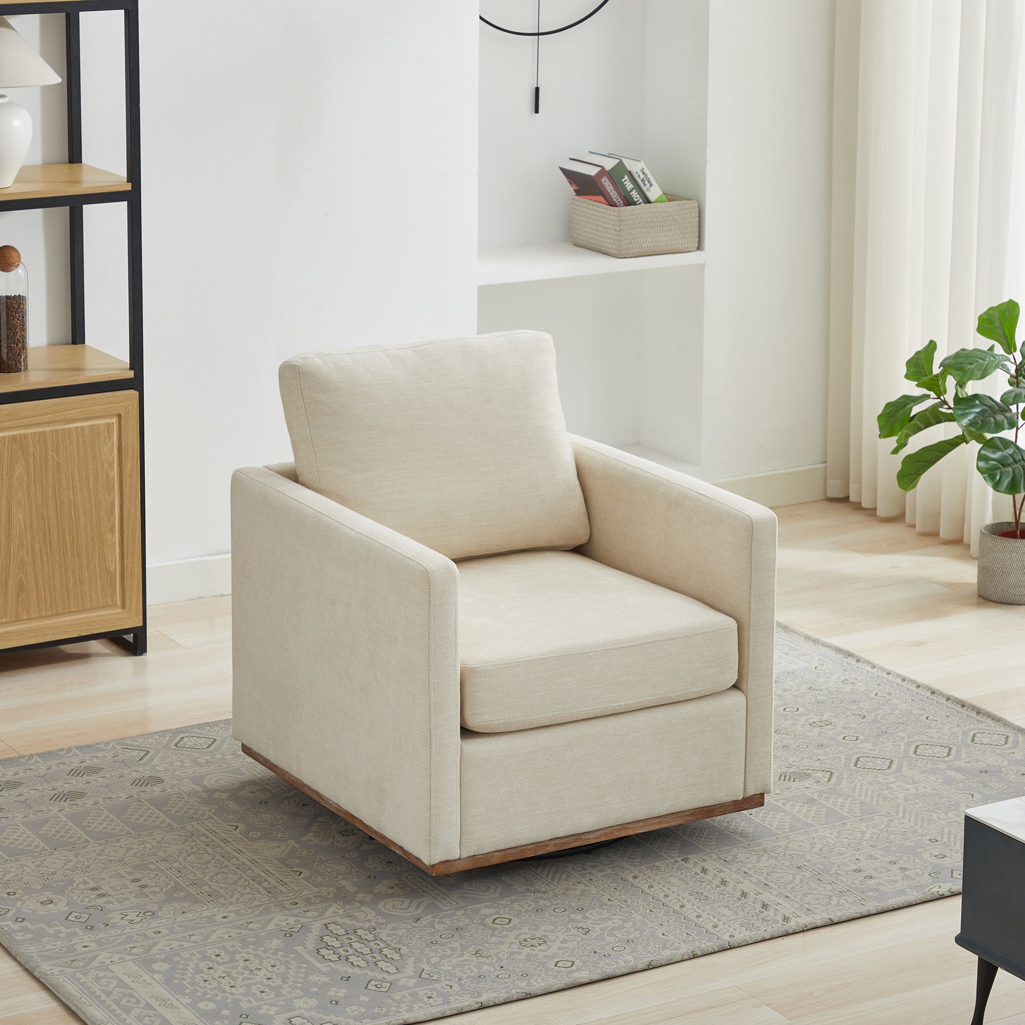 Modern Square Upholstered Swivel Accent Chair
