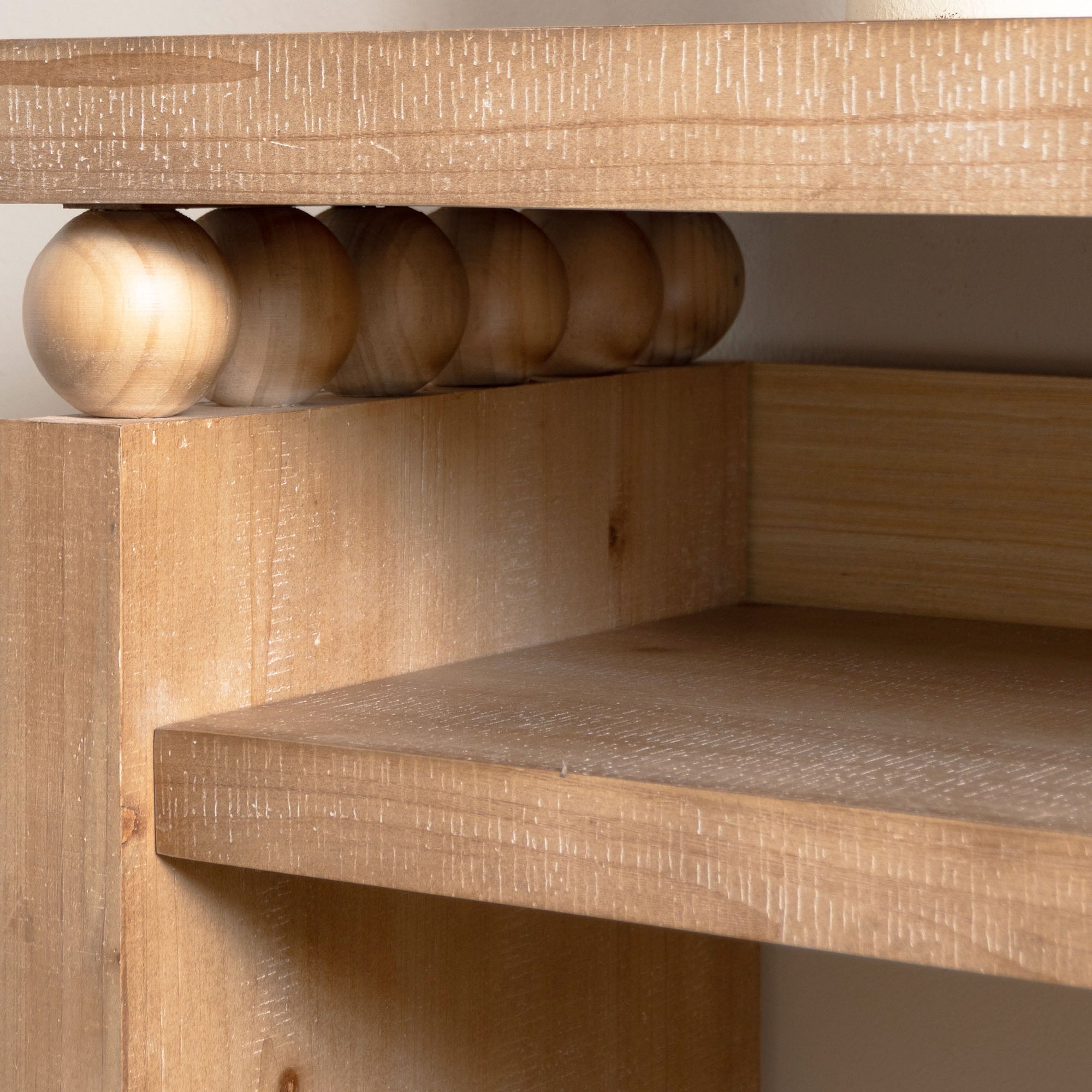 Modern Rustic Console Table with Shelf & Decorative Bead Detail