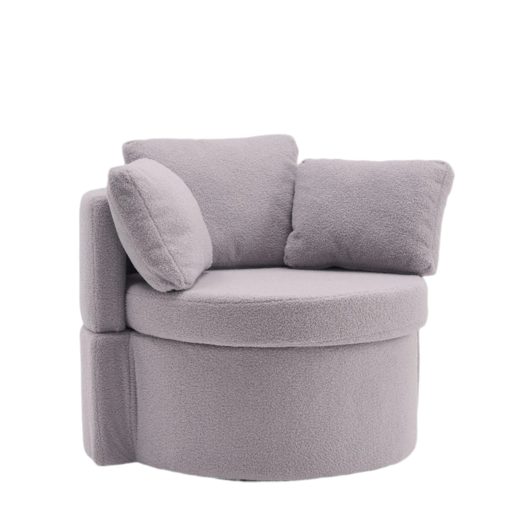 Teddy Fabric Swivel And Storage Chair With Back Cushion