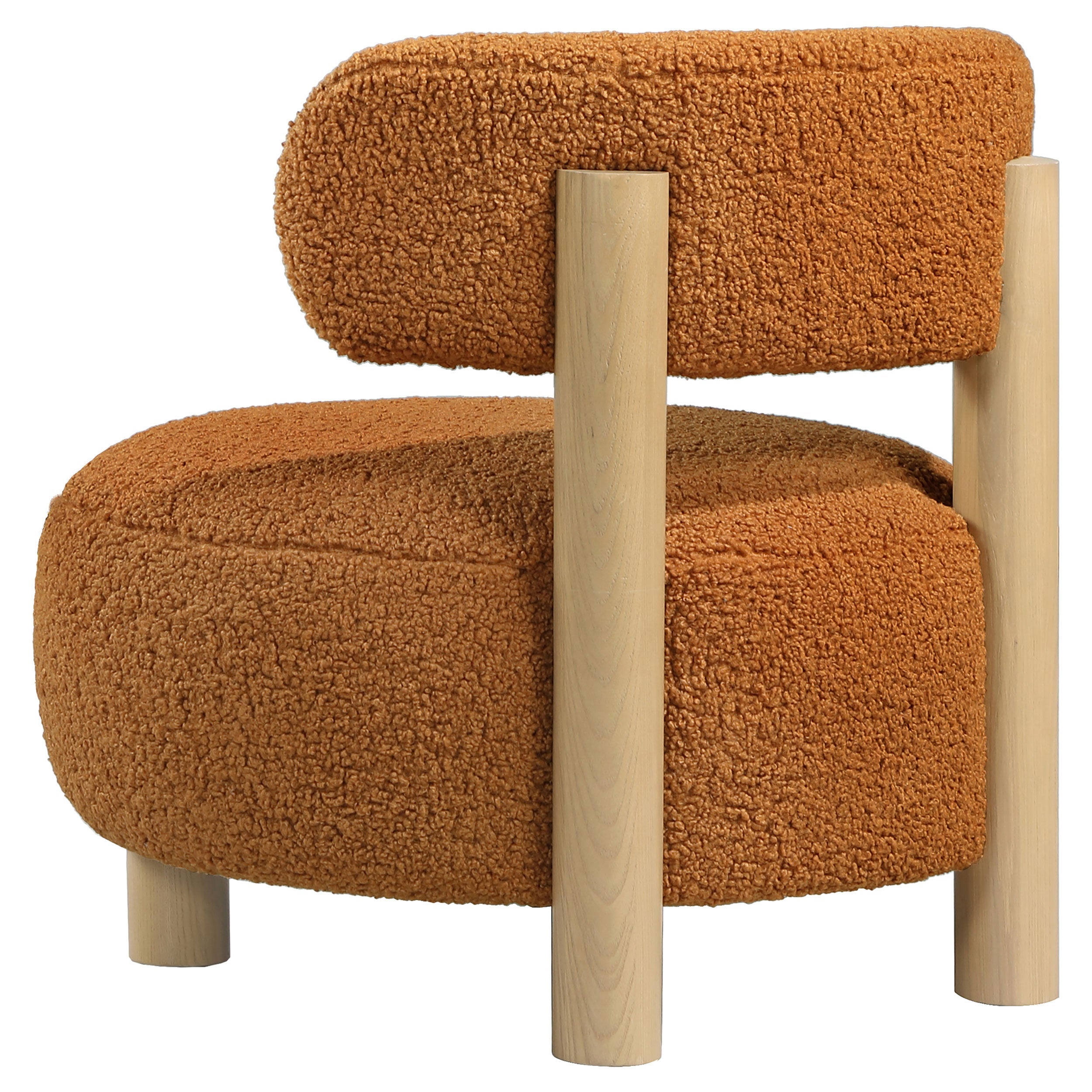 Modern Boucle Upholstered Barrel Back Accent Chair