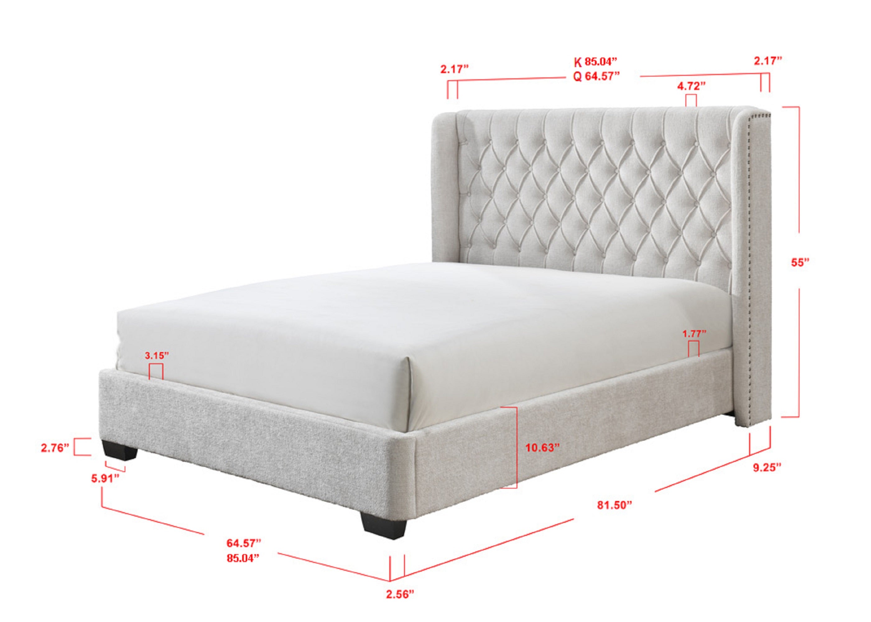 Soft Tweed Fabric Winged Headboard Bed