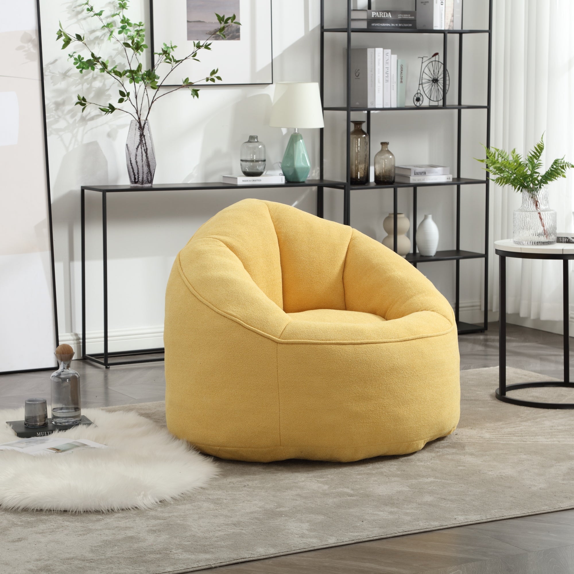 Bean Bag Sofa Chair with High-Pressure Foam and Footrest