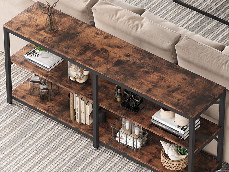 Runford Modern Entryway Table with Metal Frame & X-Back Design
