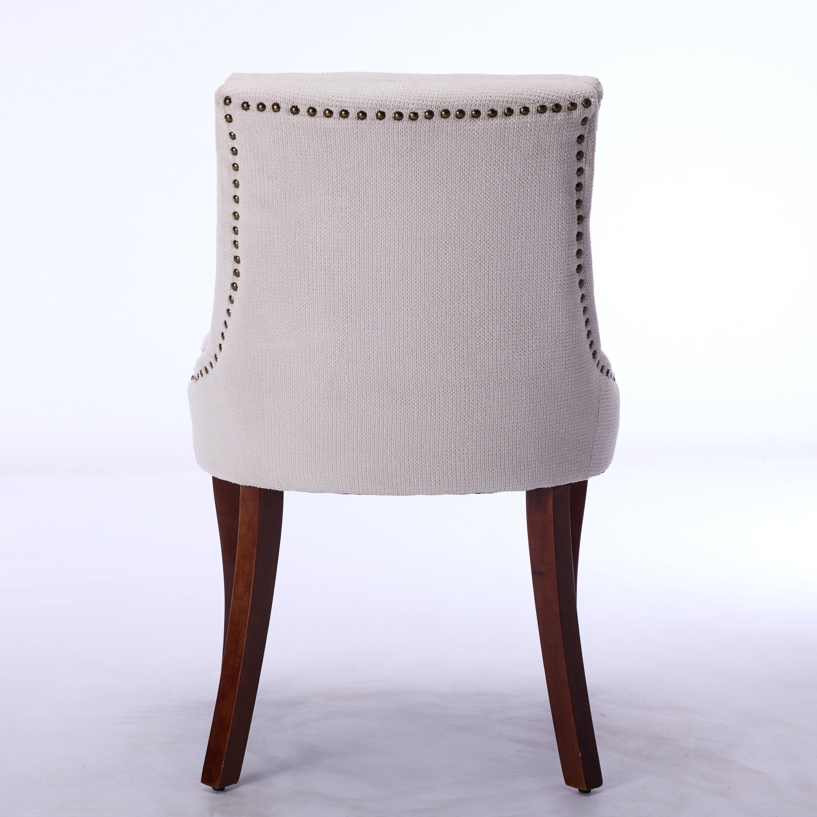 ChenilleUpholstered Dining Chairs with Curved Solid Wood Legs, Set of 2